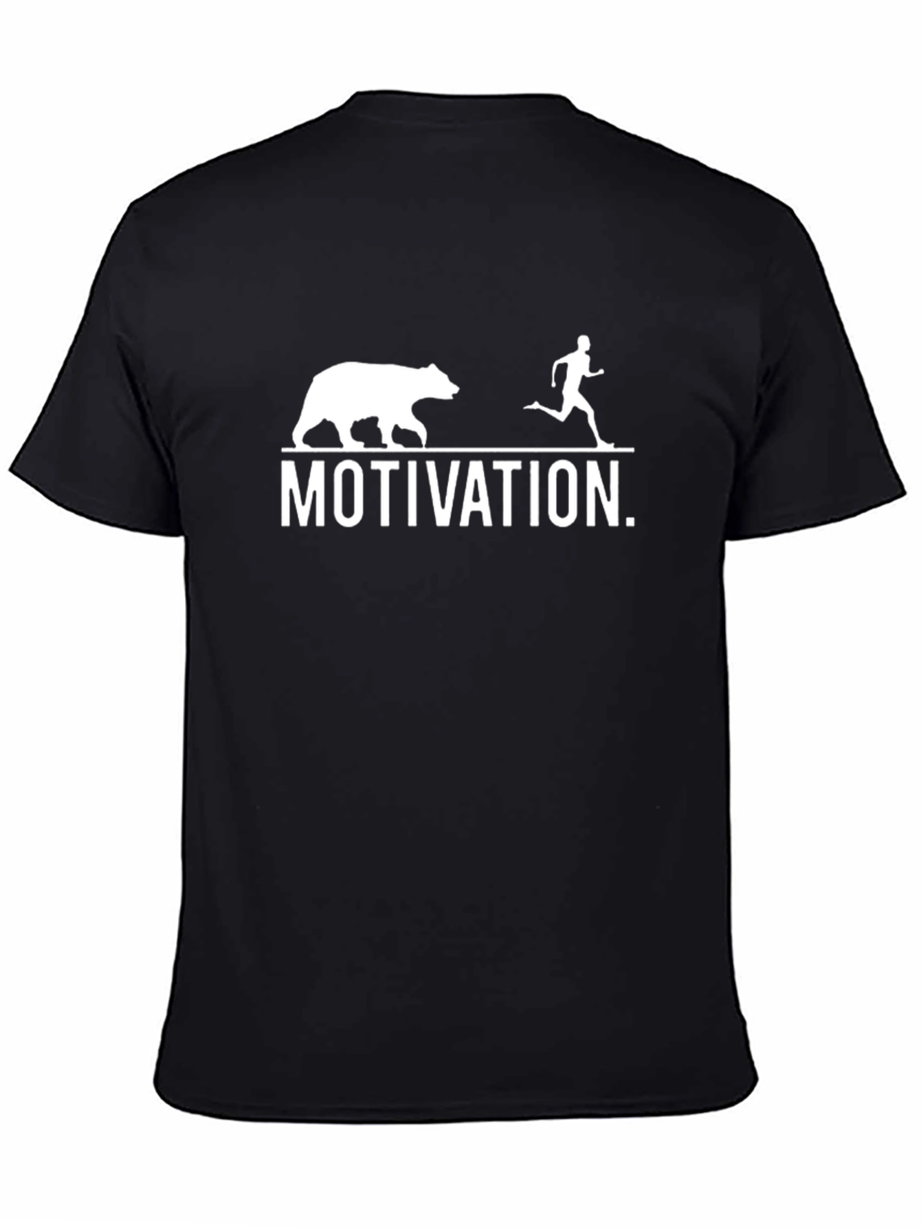 Motivation Bear Chasing Runner Black T-Shirt