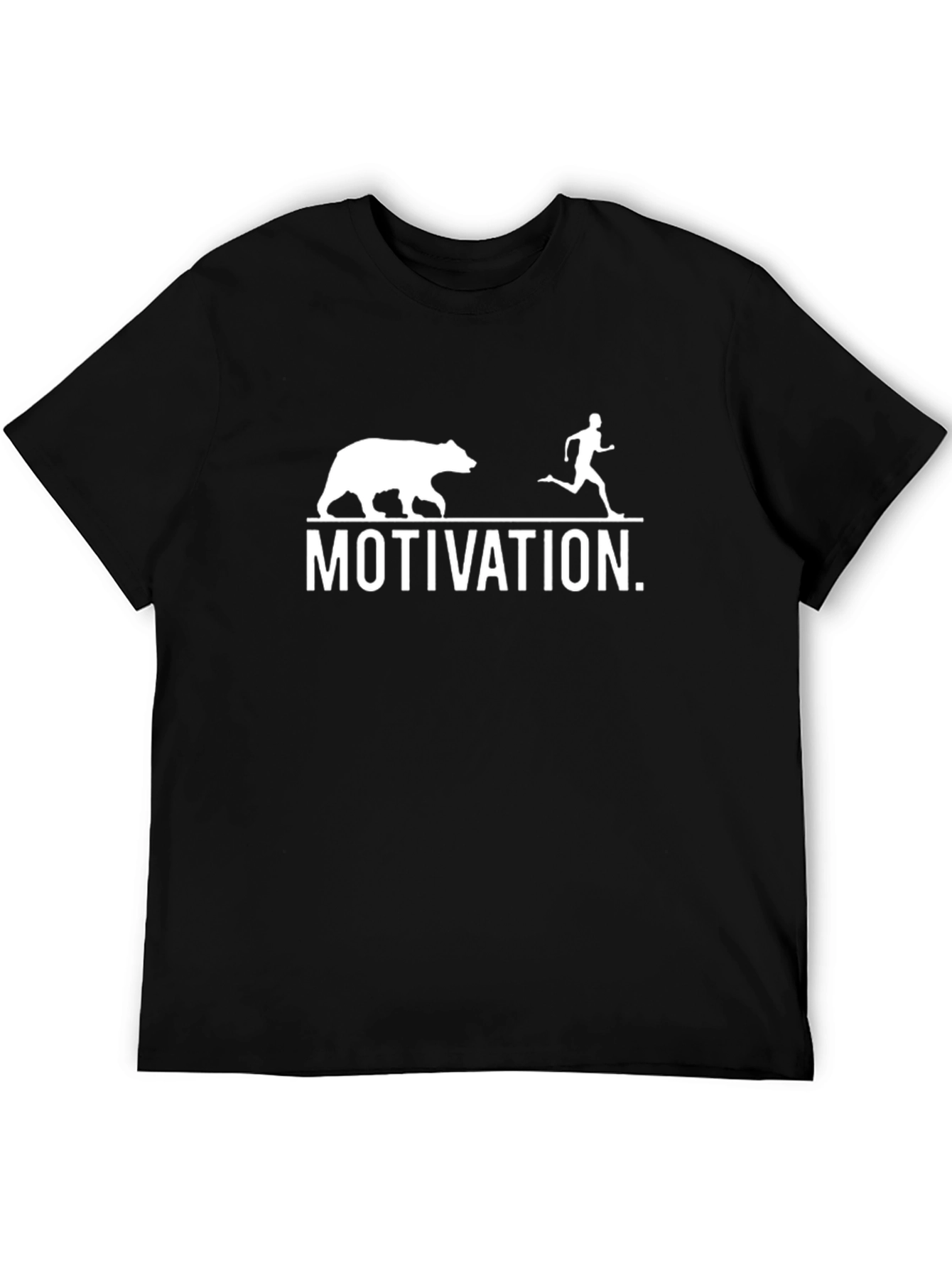 Motivation Bear Chasing Runner Black T-Shirt