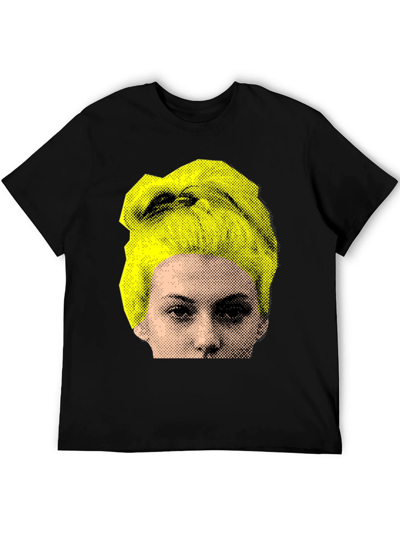 Pop Art Face Graphic Black T-Shirt