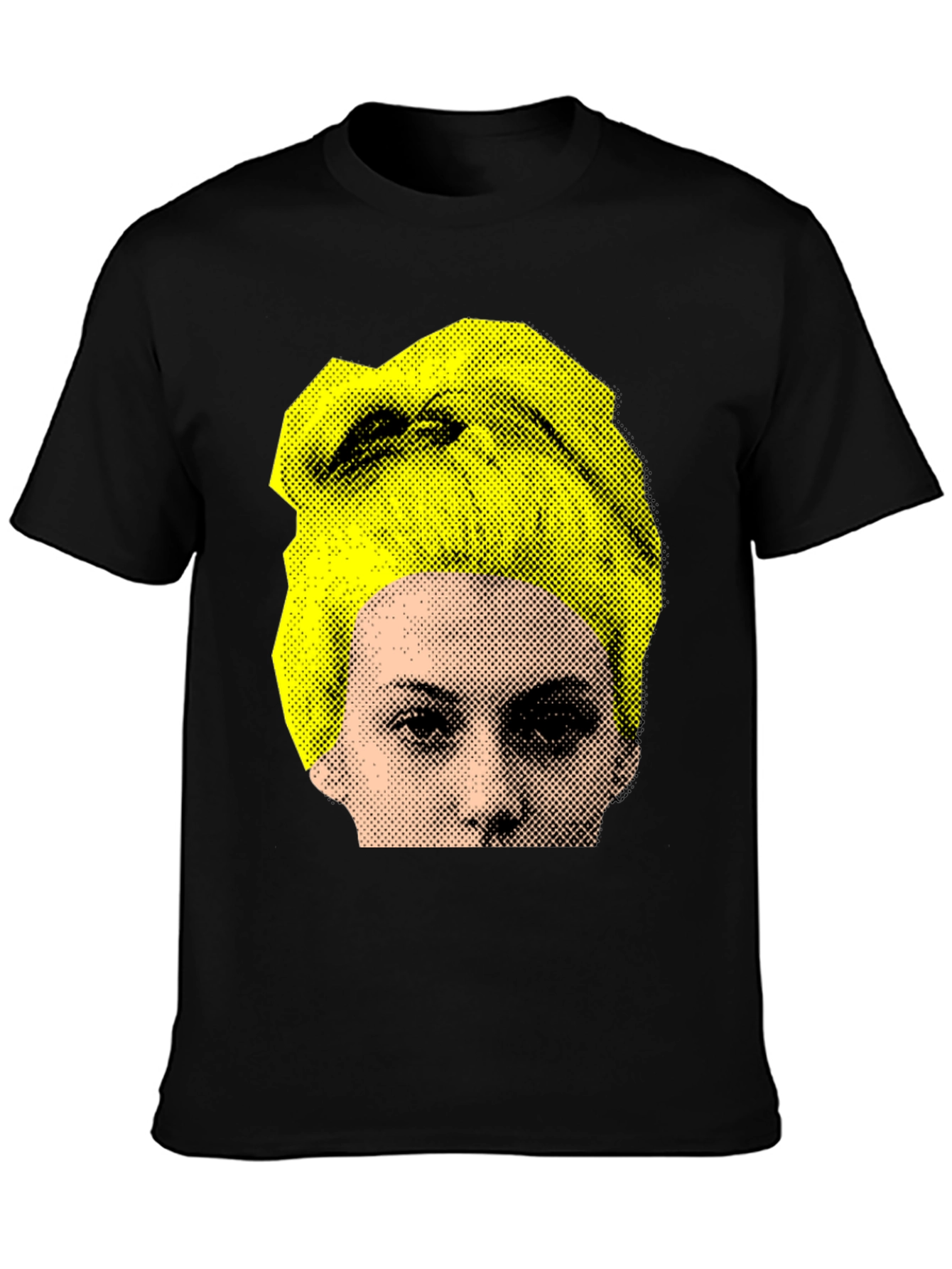 Pop Art Face Graphic Black T-Shirt