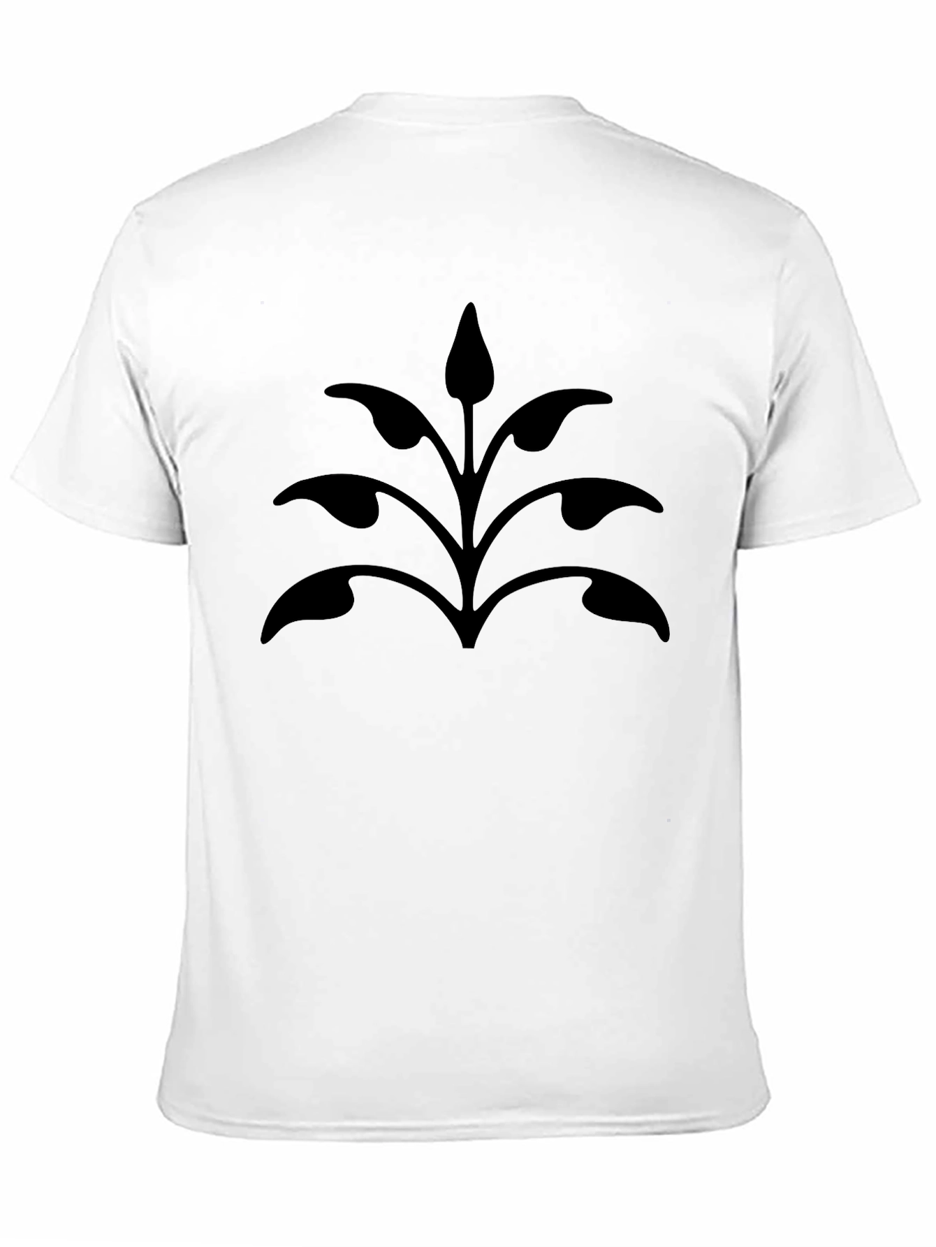 Black T-Shirt with Stylized Plant Design
