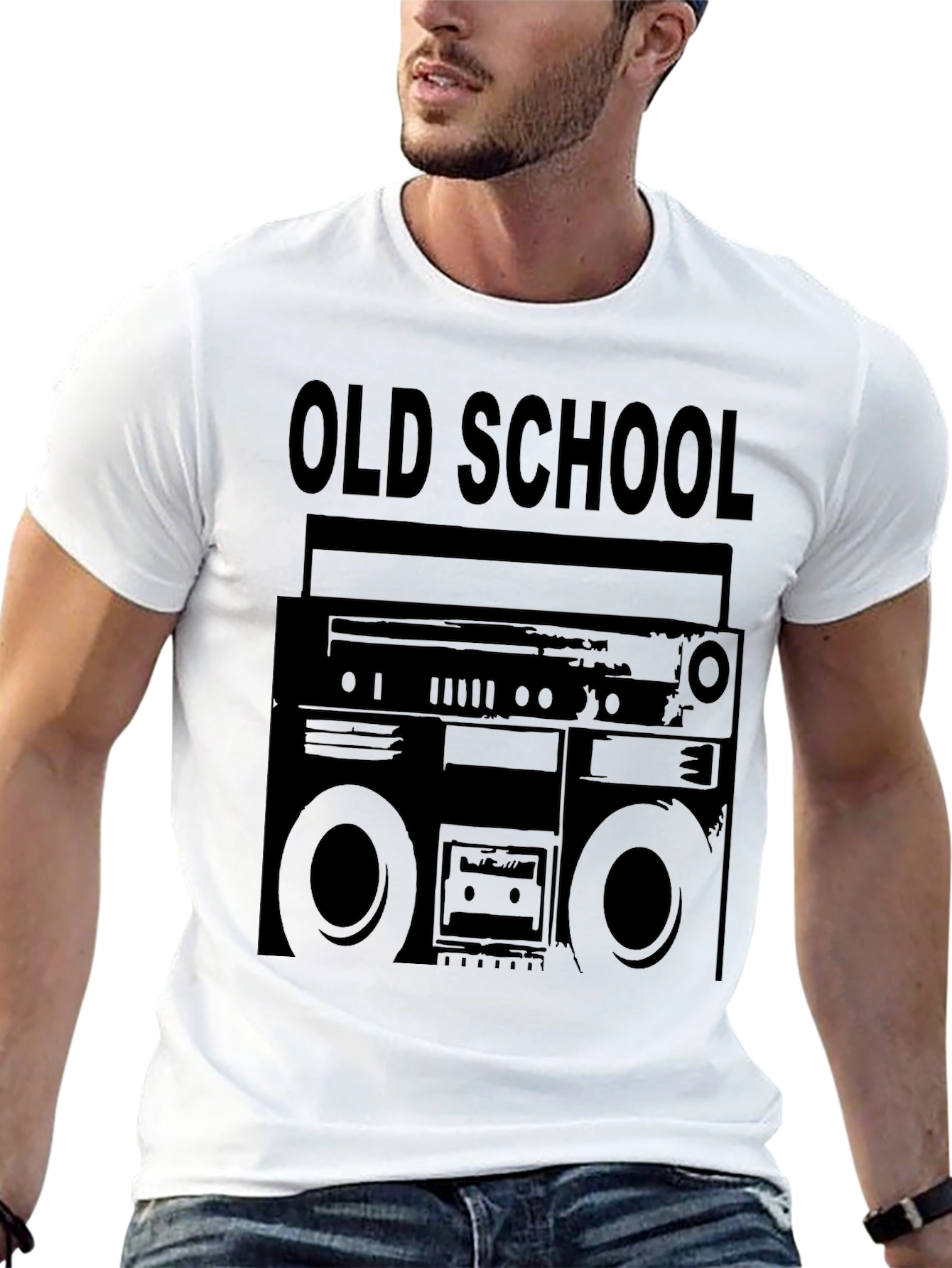 Old School Boombox Graphic Tee - Retro Style