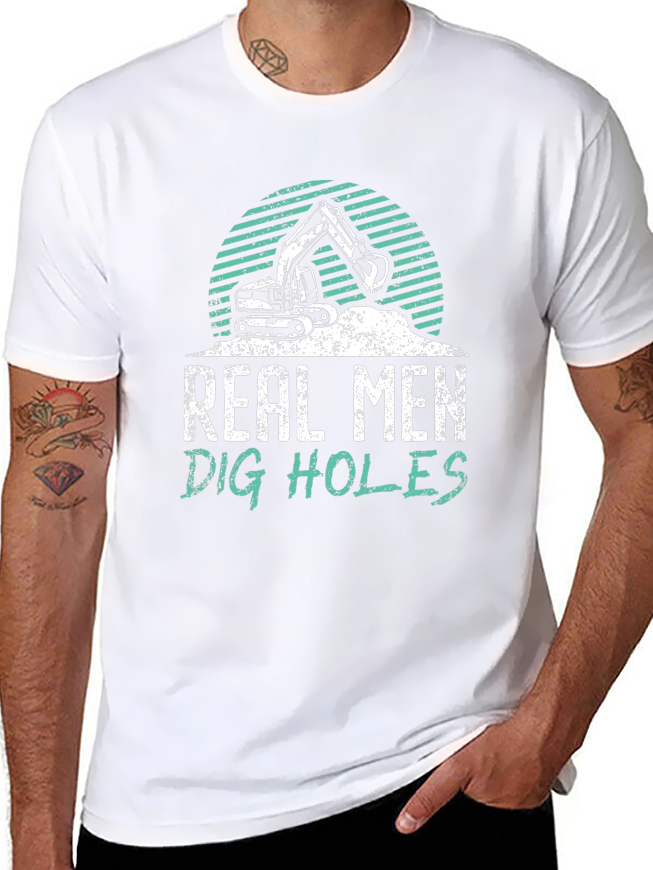 Real Men Dig Holes Graphic Tee Construction T-Shirt