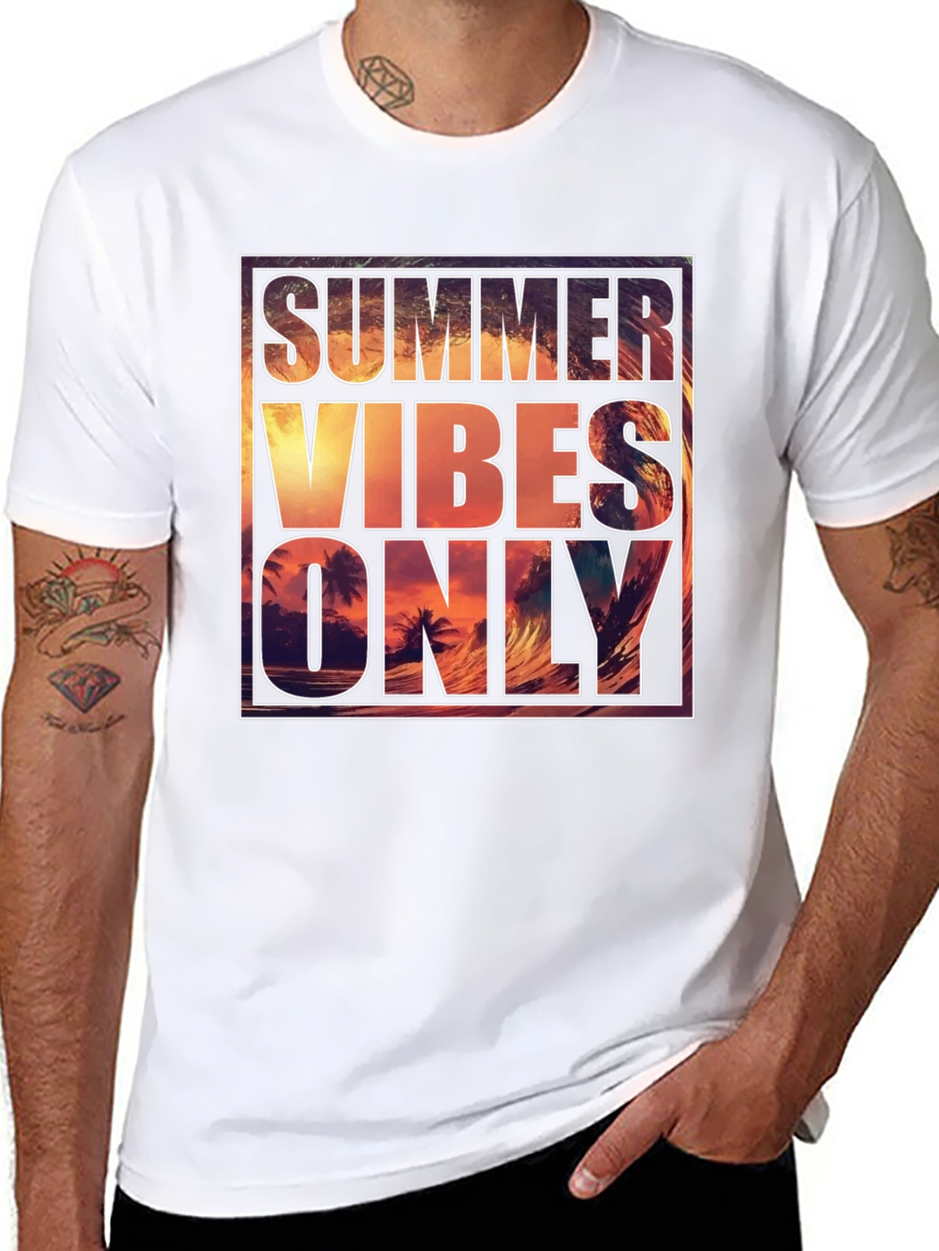 Summer Vibes Graphic Tee - Mens Black T-Shirt