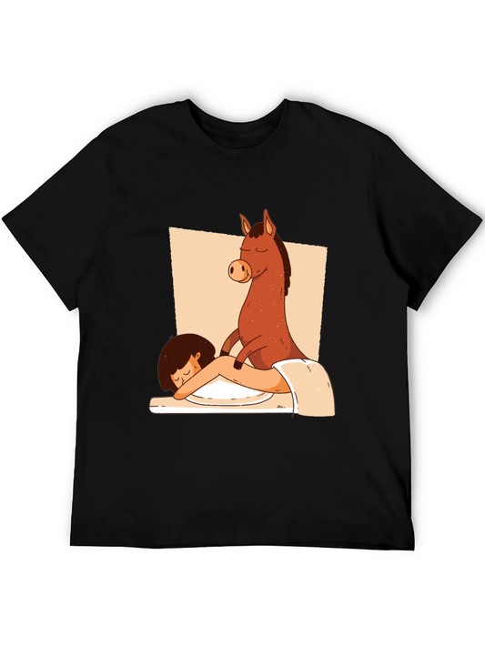Horse Massage T-Shirt - Funny Cartoon Tee