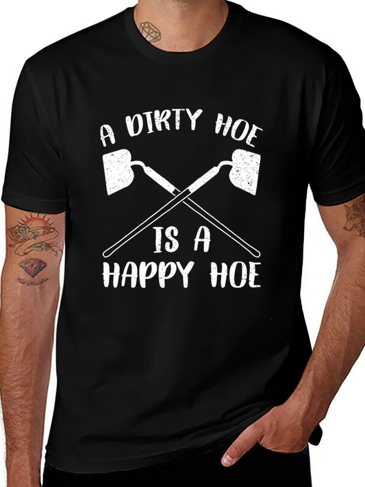 Dirty Hoe Happy Hoe Black T-Shirt Funny Gardening Tee