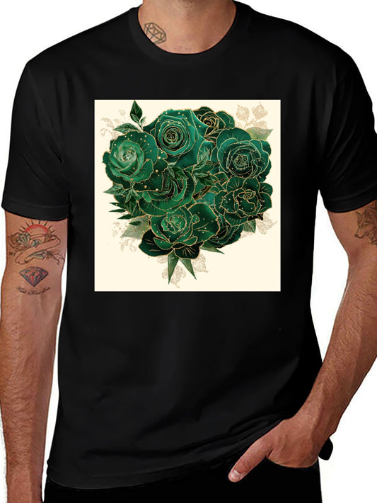 Emerald Roses Graphic Tee - Stylish & Unique