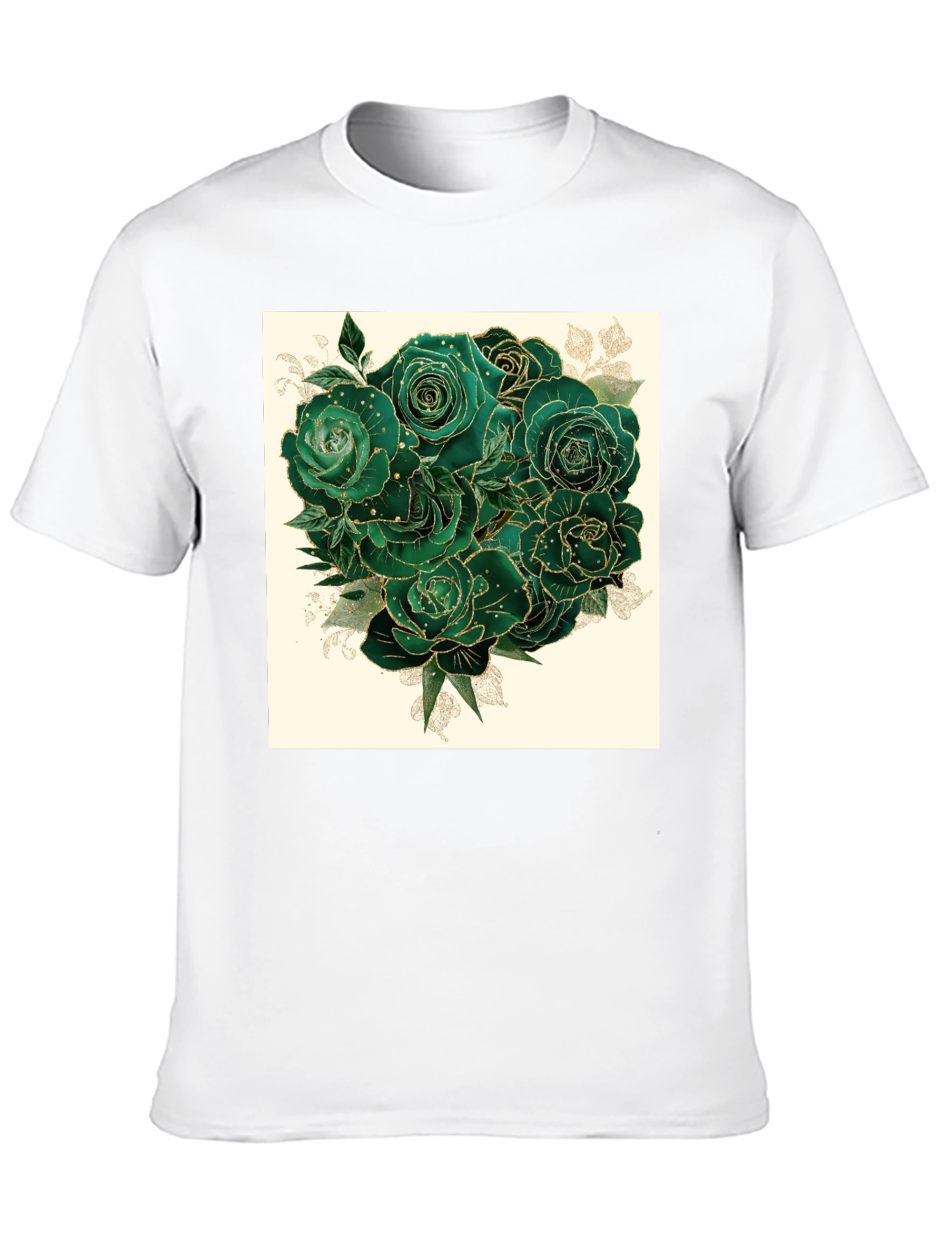 Emerald Roses Graphic Tee - Stylish & Unique