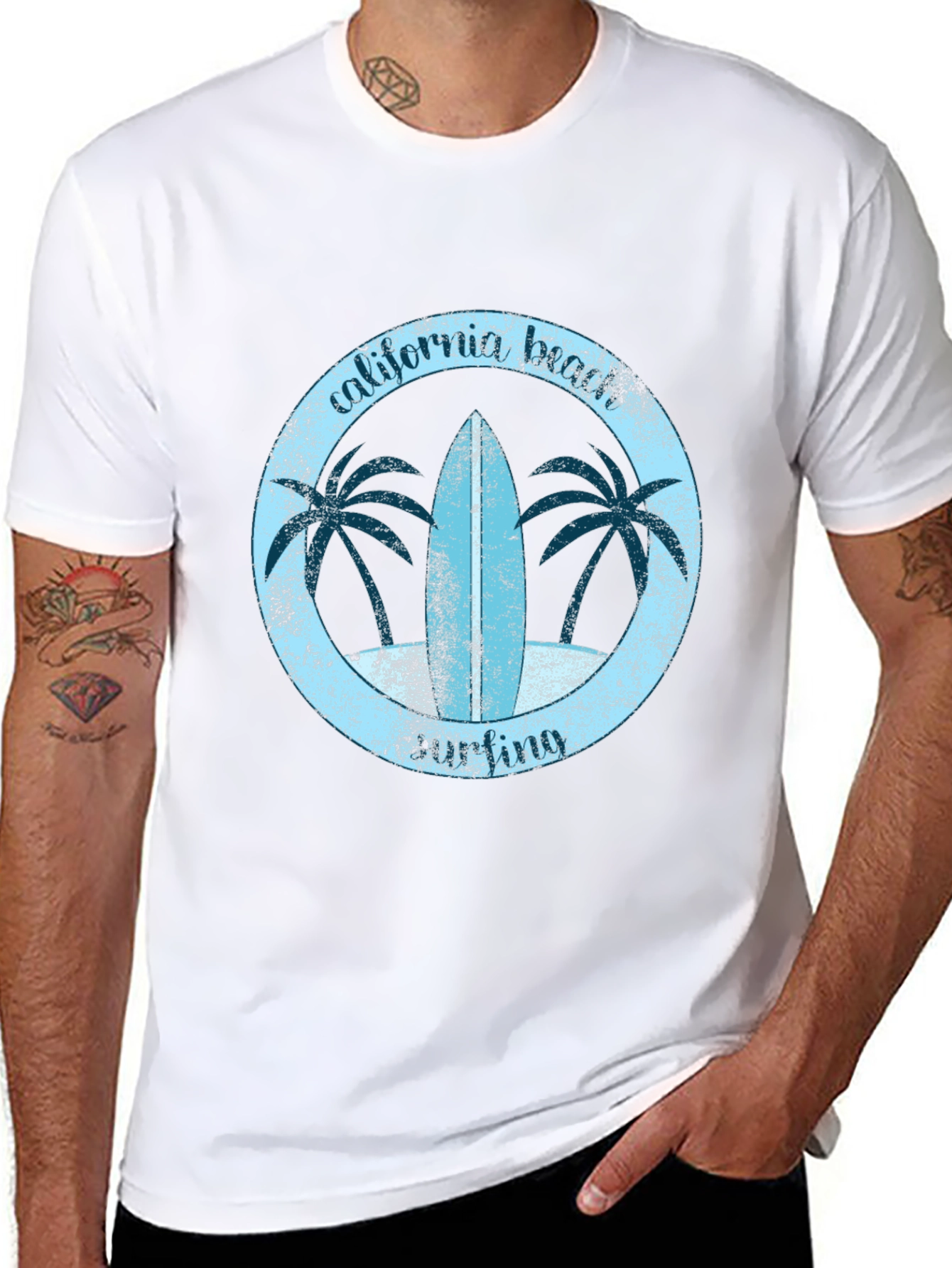 California Beach Surfing Graphic Tee