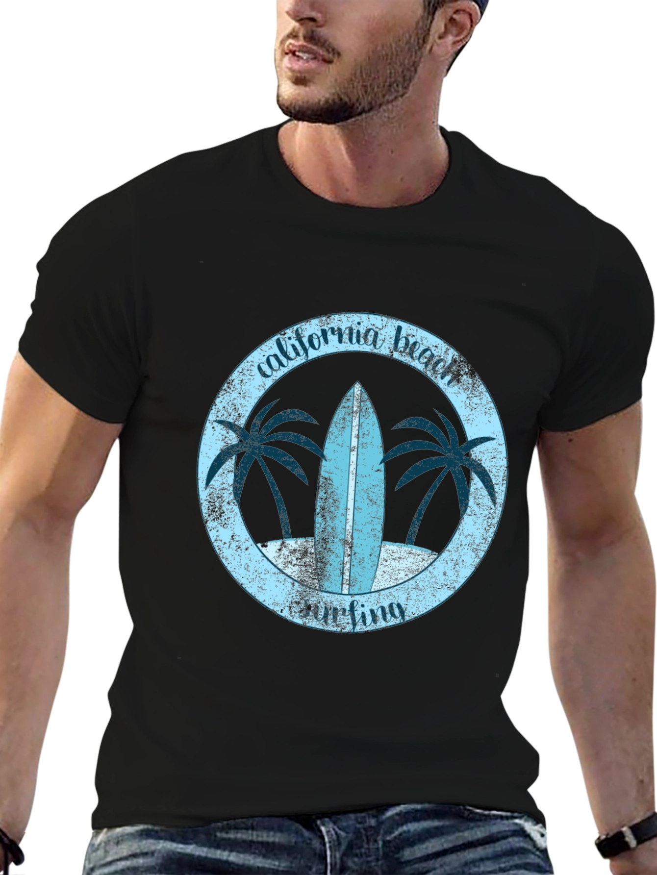 California Beach Surfing Graphic Tee