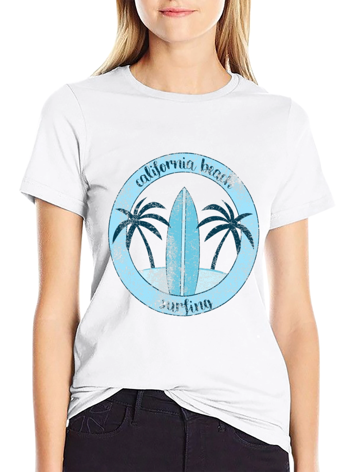 California Beach Surfing Graphic Tee