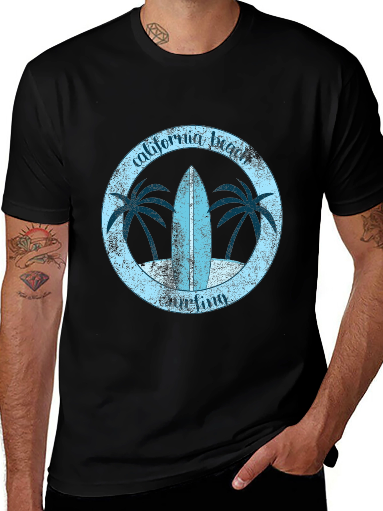 California Beach Surfing Graphic Tee