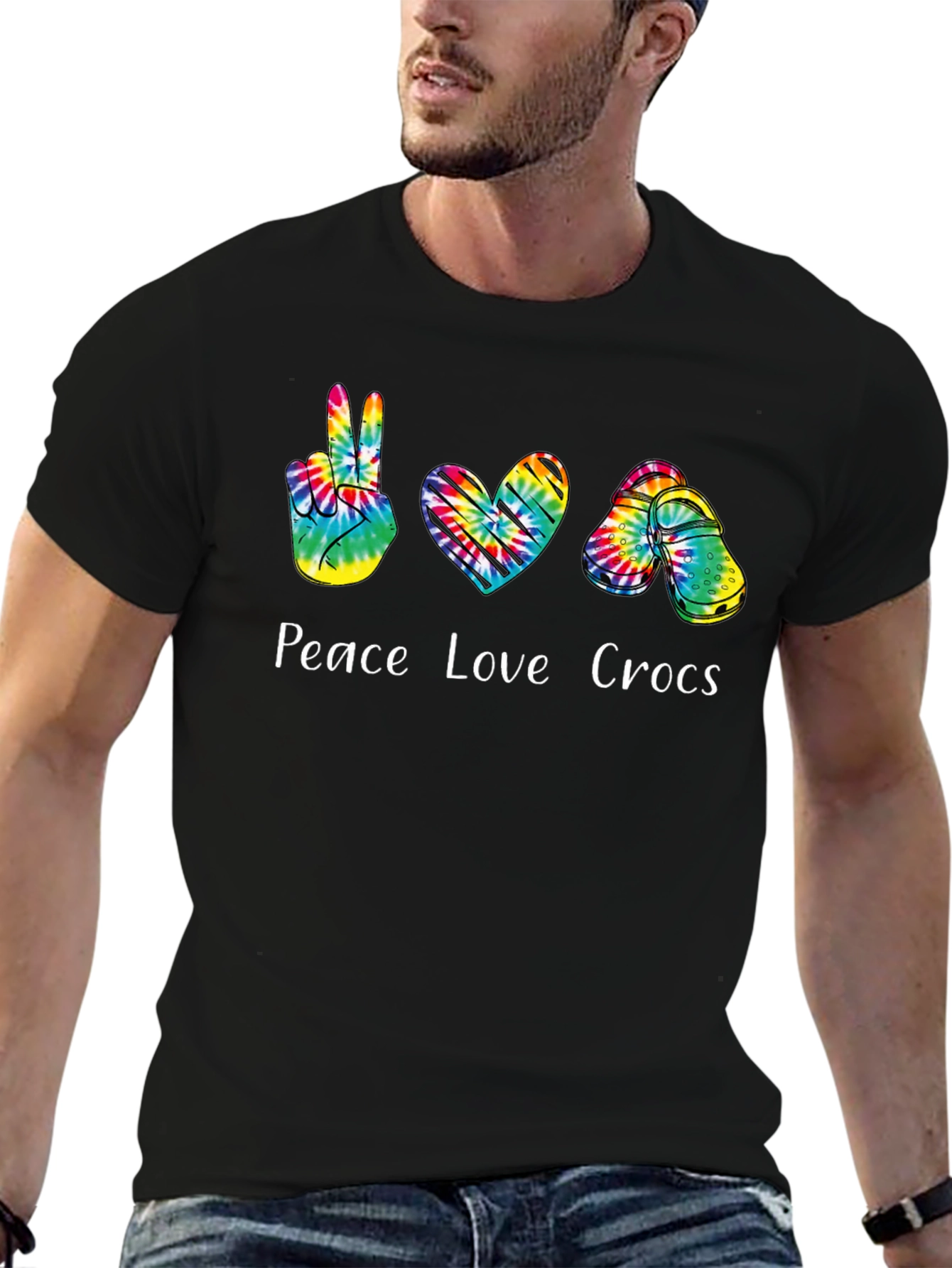 Peace Love Crocs Tie-Dye T-Shirt