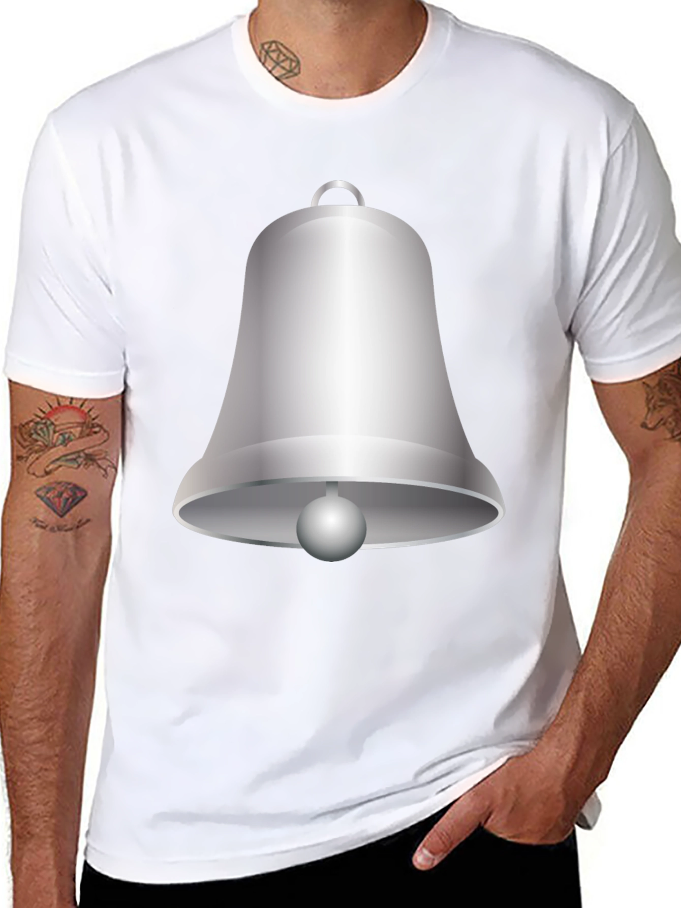 Novelty Bell Graphic T-Shirt - Casual Black Tee