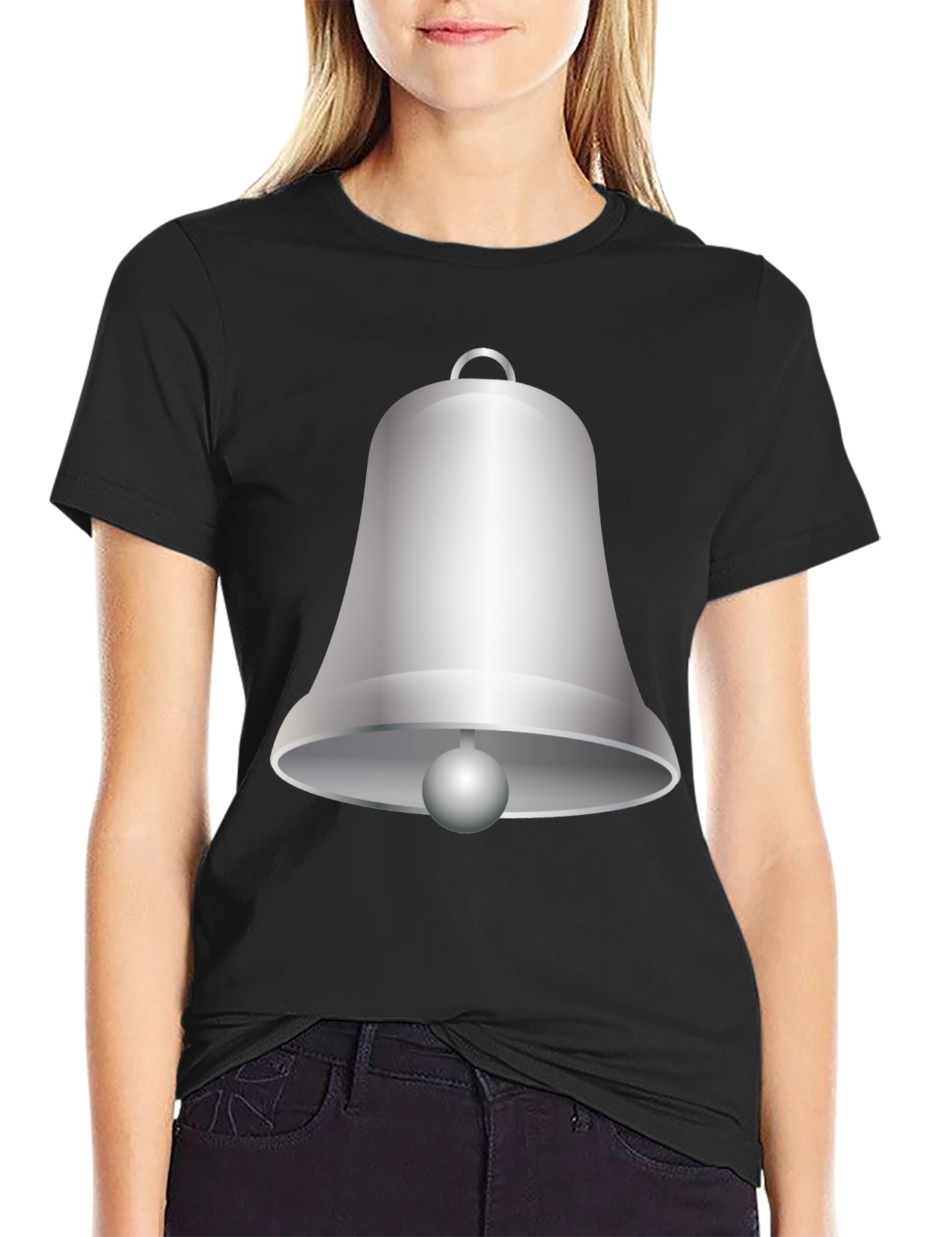 Novelty Bell Graphic T-Shirt - Casual Black Tee