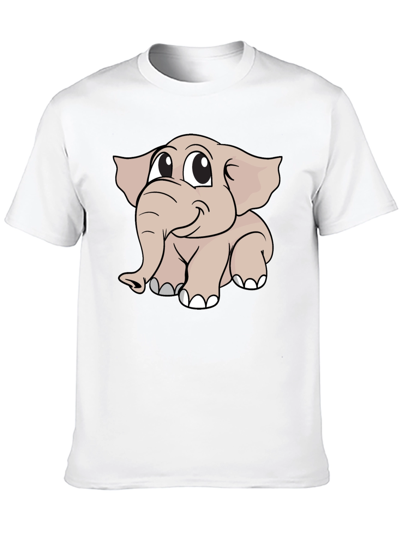 Cute Elephant Cartoon Black T-Shirt