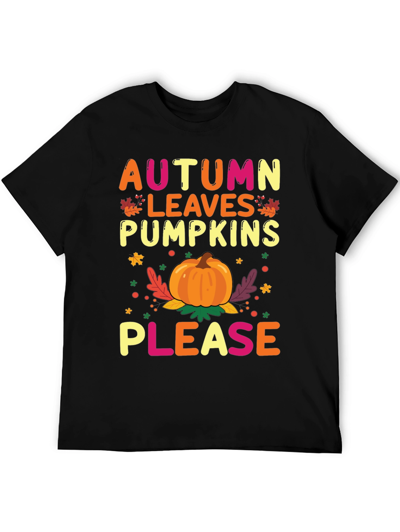 Autumn Leaves Pumpkins Please Graphic Tee