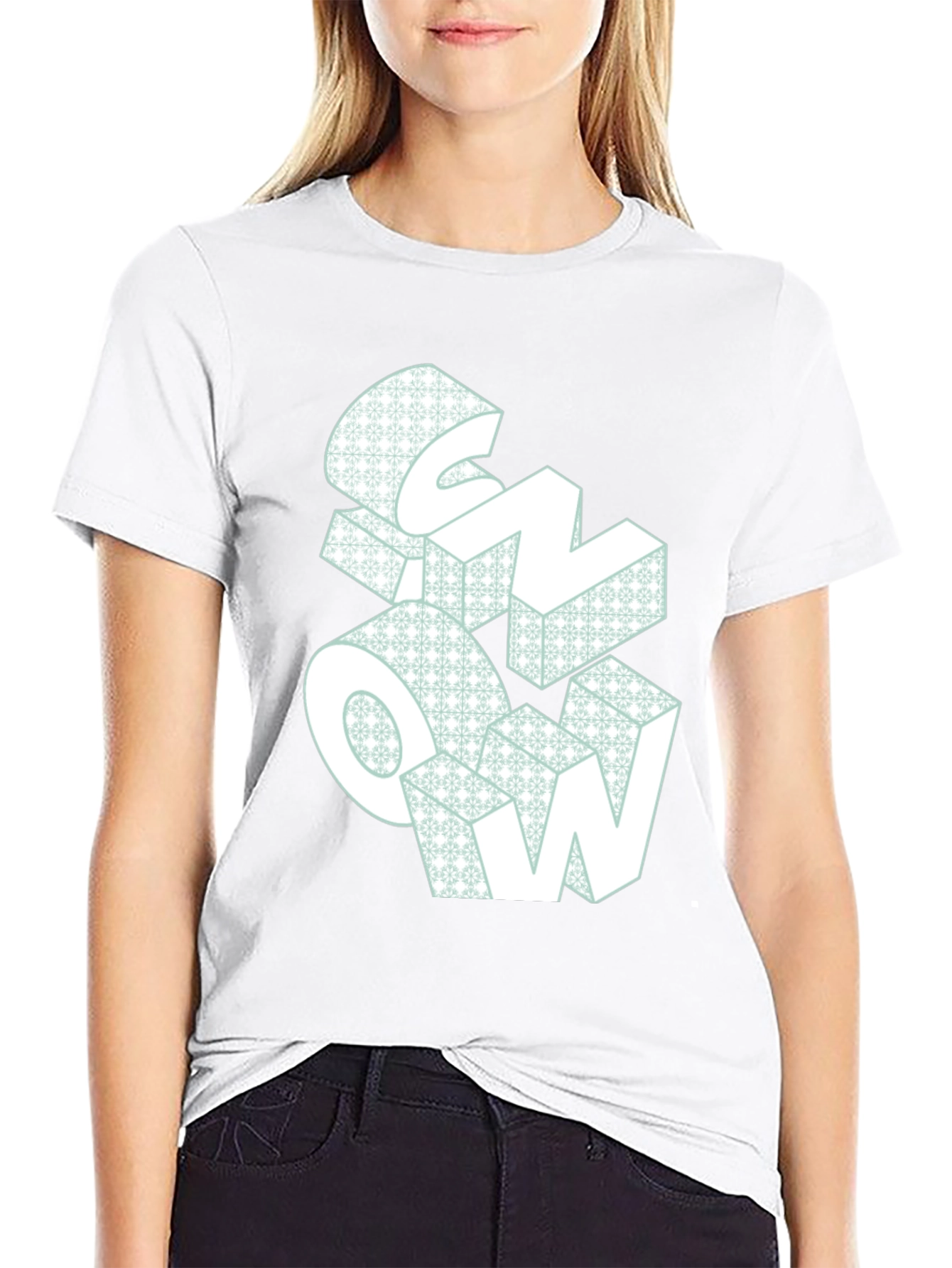 Snow Graphic Print Black T-Shirt