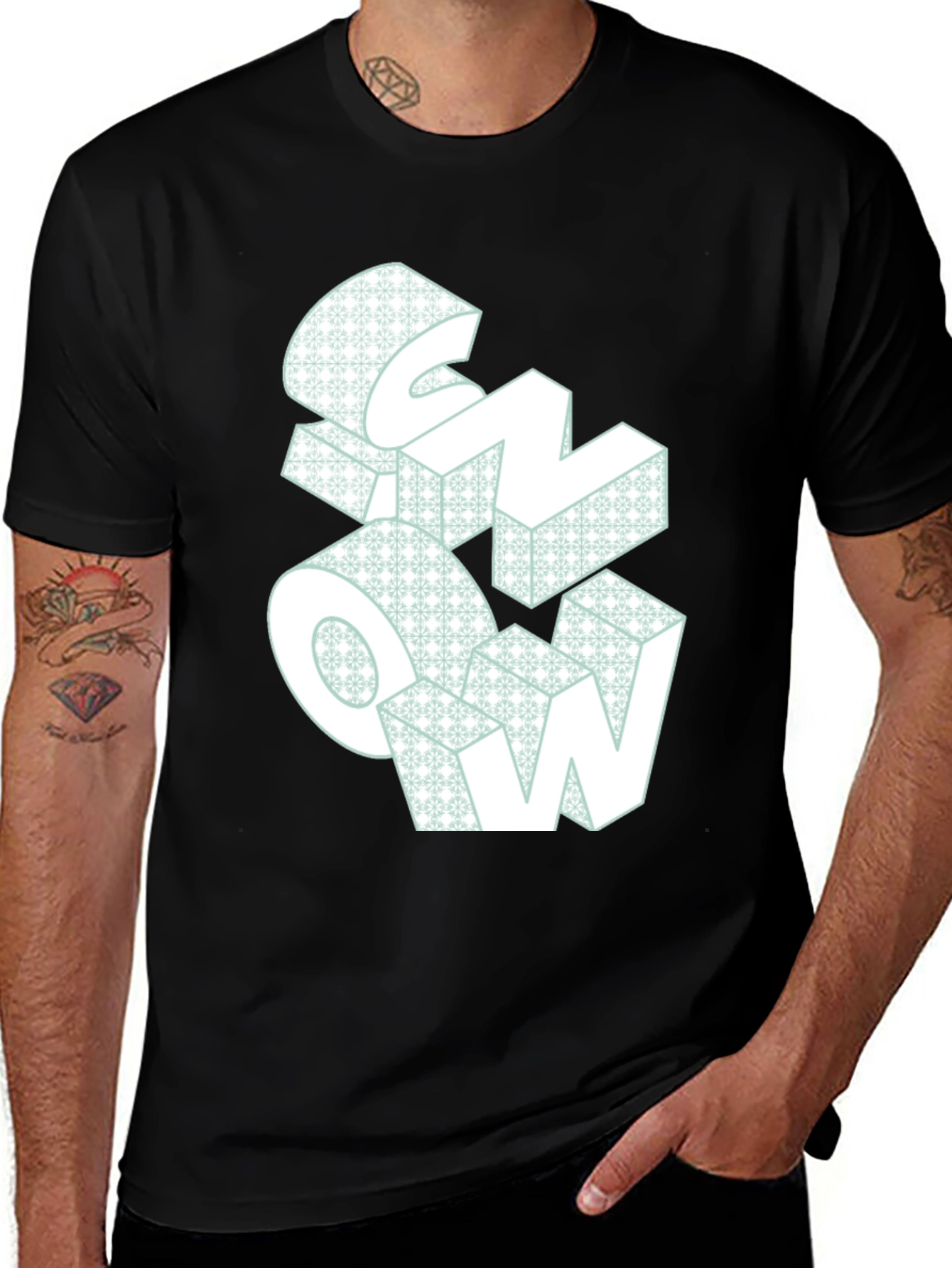 Snow Graphic Print Black T-Shirt