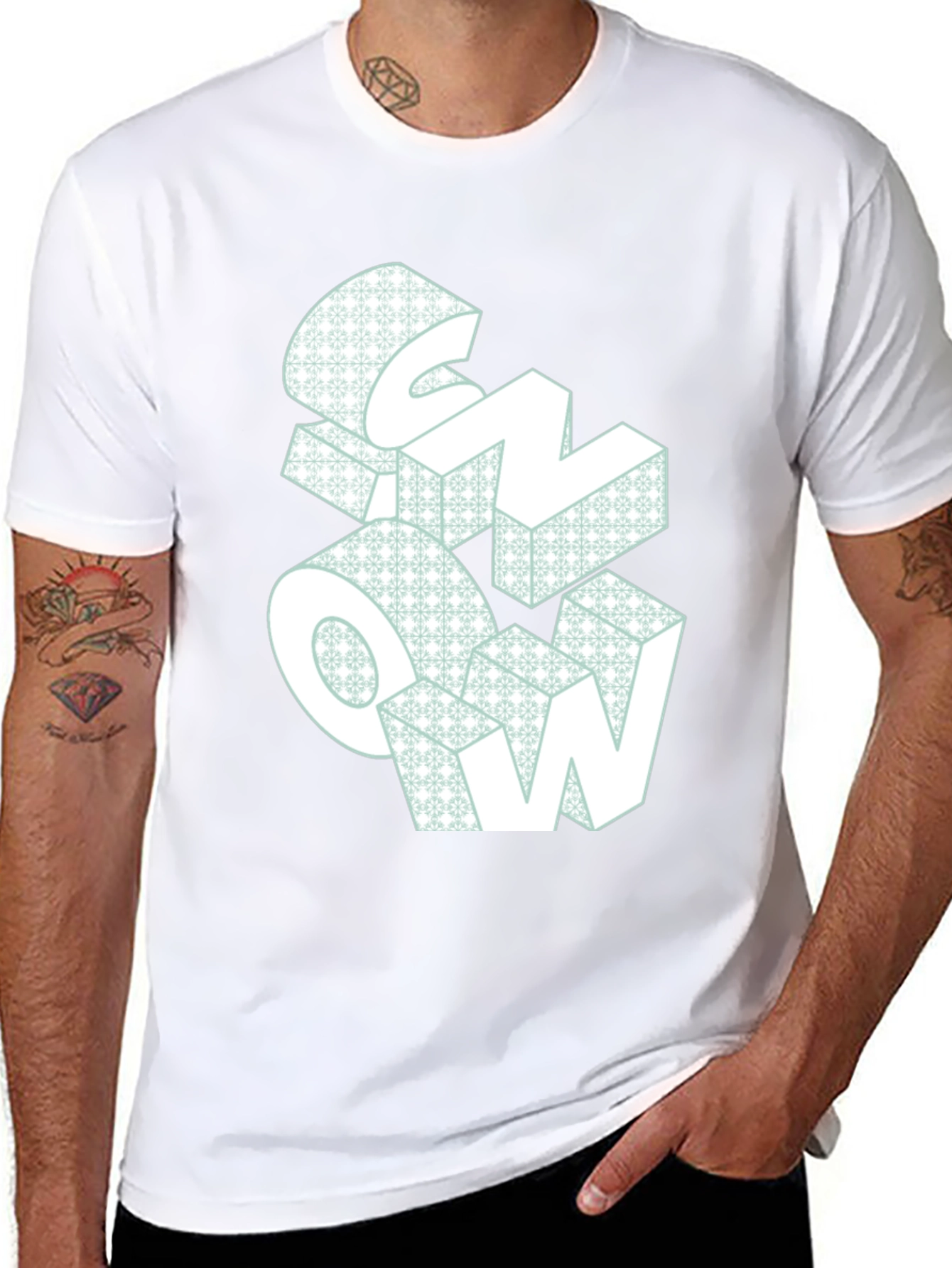 Snow Graphic Print Black T-Shirt