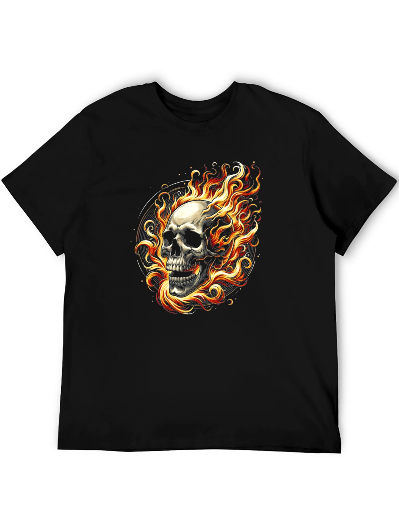 Flaming Skull Black T-Shirt - Edgy Graphic Tee