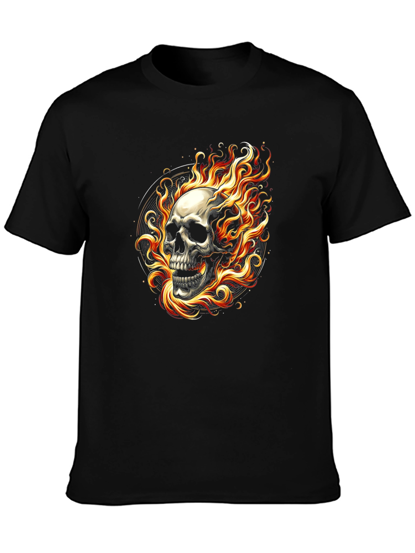 Flaming Skull Black T-Shirt - Edgy Graphic Tee
