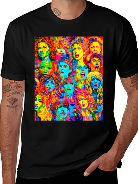 Colorful Women Art Black T-Shirt