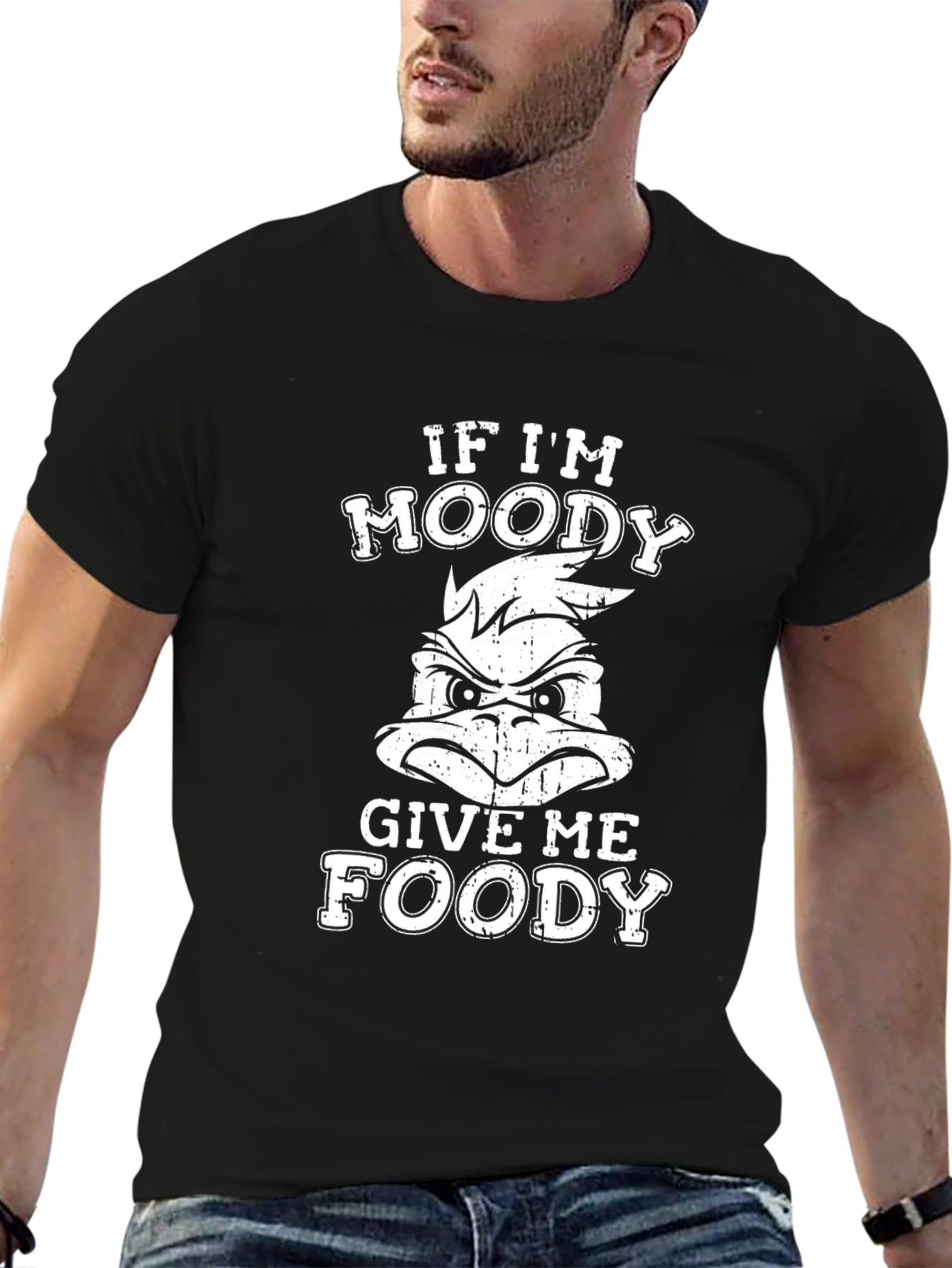 Moody Foody Black T-Shirt - Funny Graphic Tee