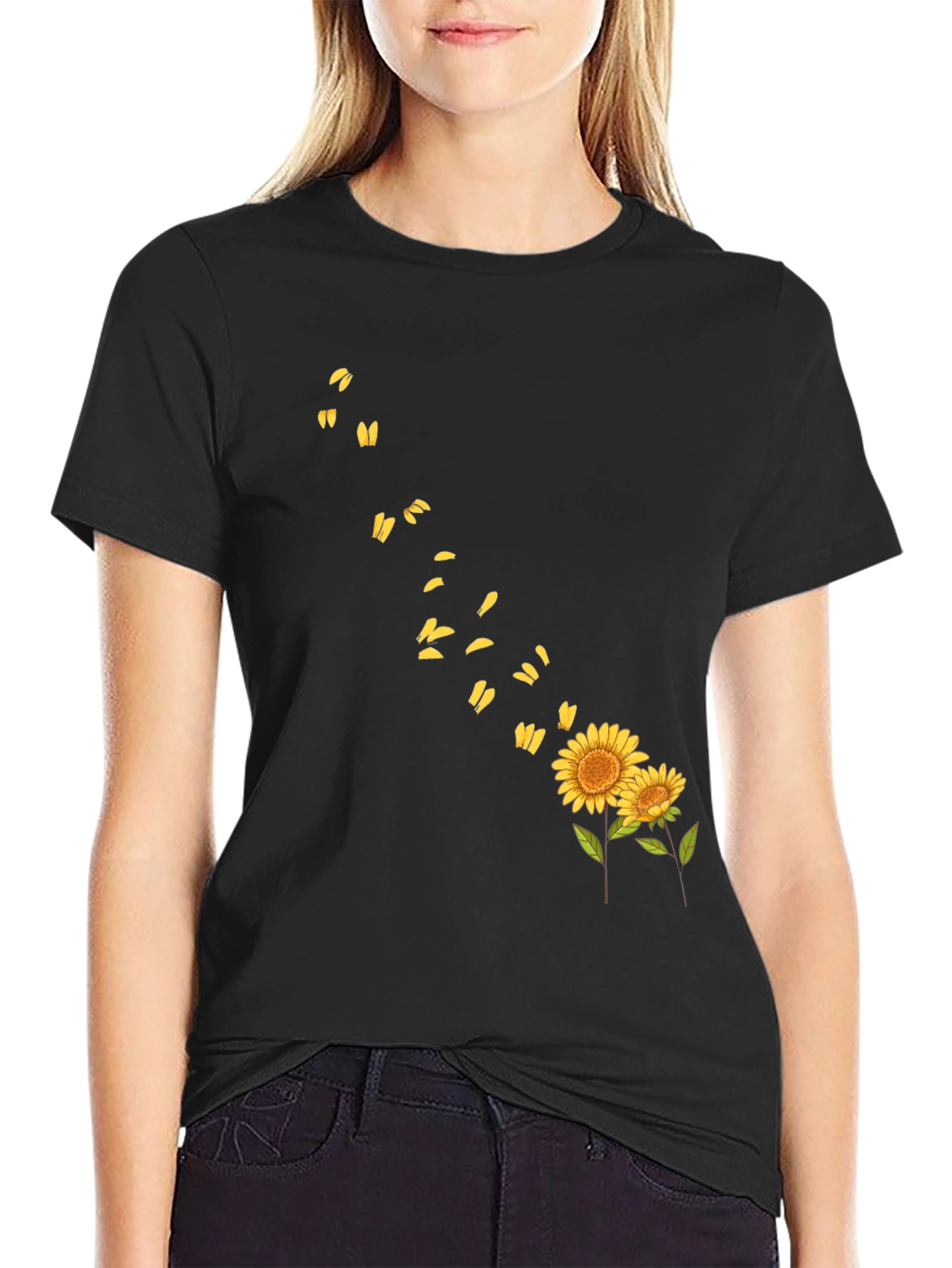 Sunflower Graphic Black T-Shirt