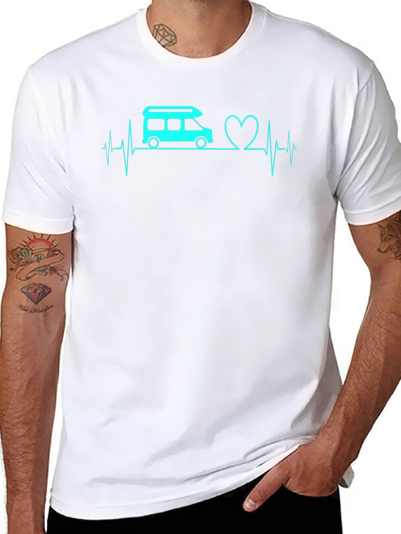 Camper Heartbeat Graphic Tee - Black