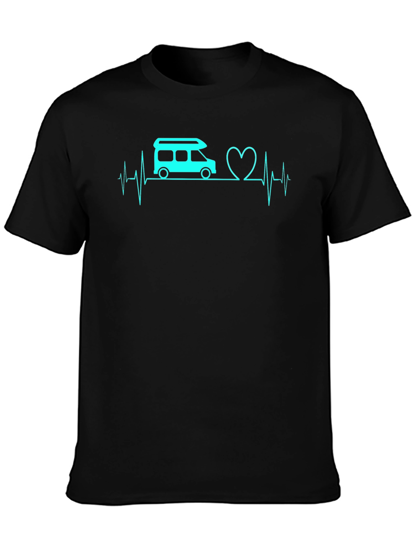 Camper Heartbeat Graphic Tee - Black