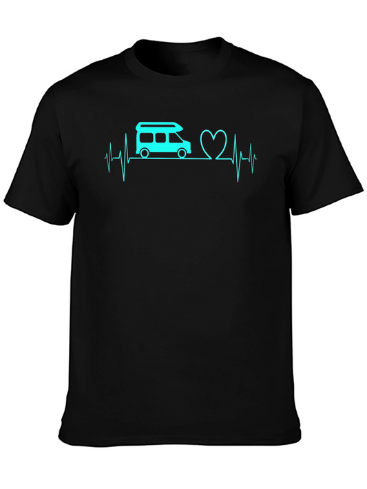 Camper Heartbeat Graphic Tee - Black