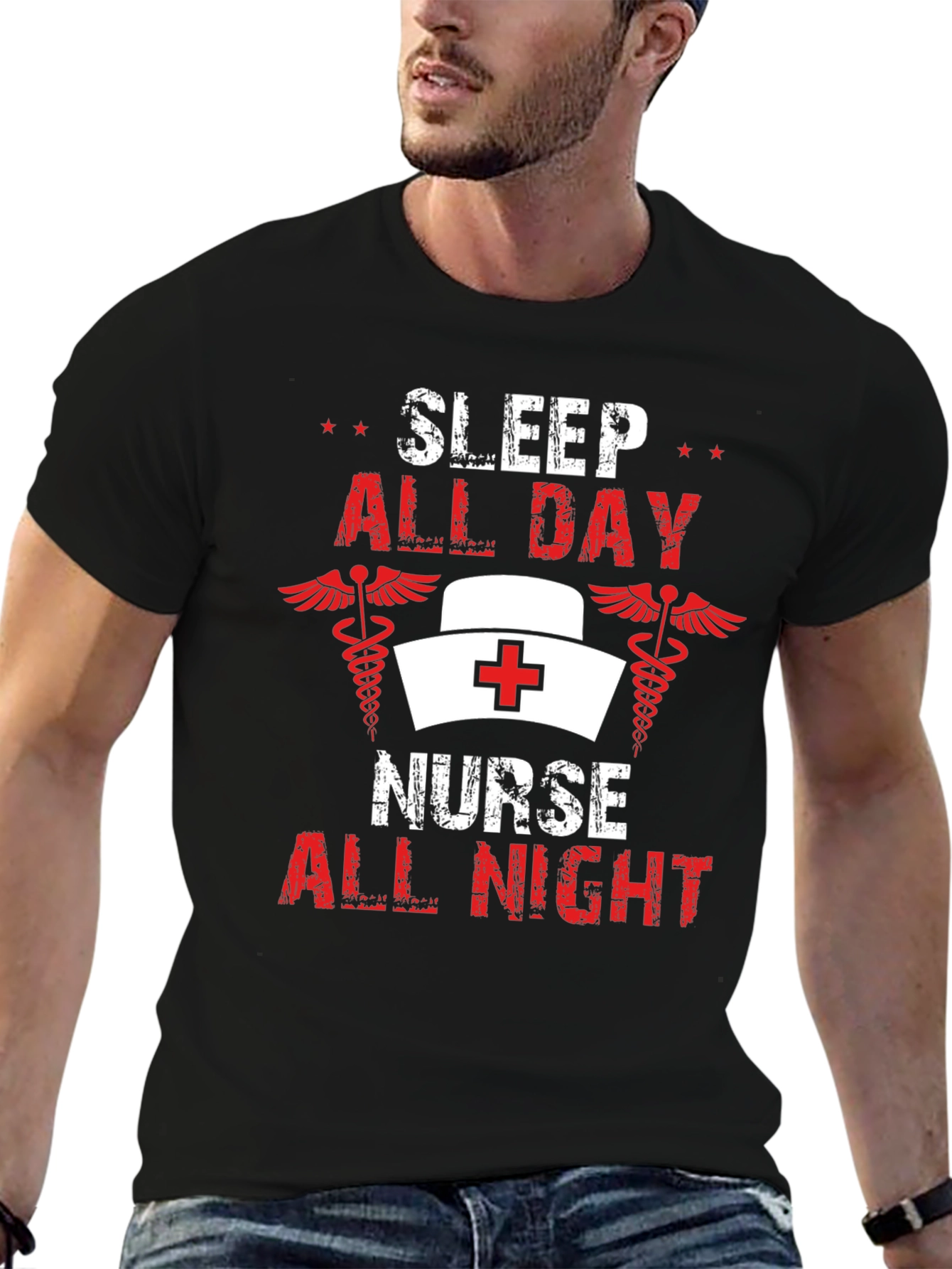 Sleep All Day Nurse All Night Graphic Tee