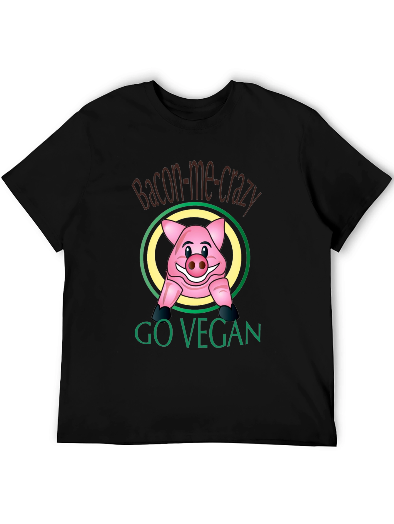 Bacon-Me-Crazy Go Vegan T-Shirt - Funny Pig Design