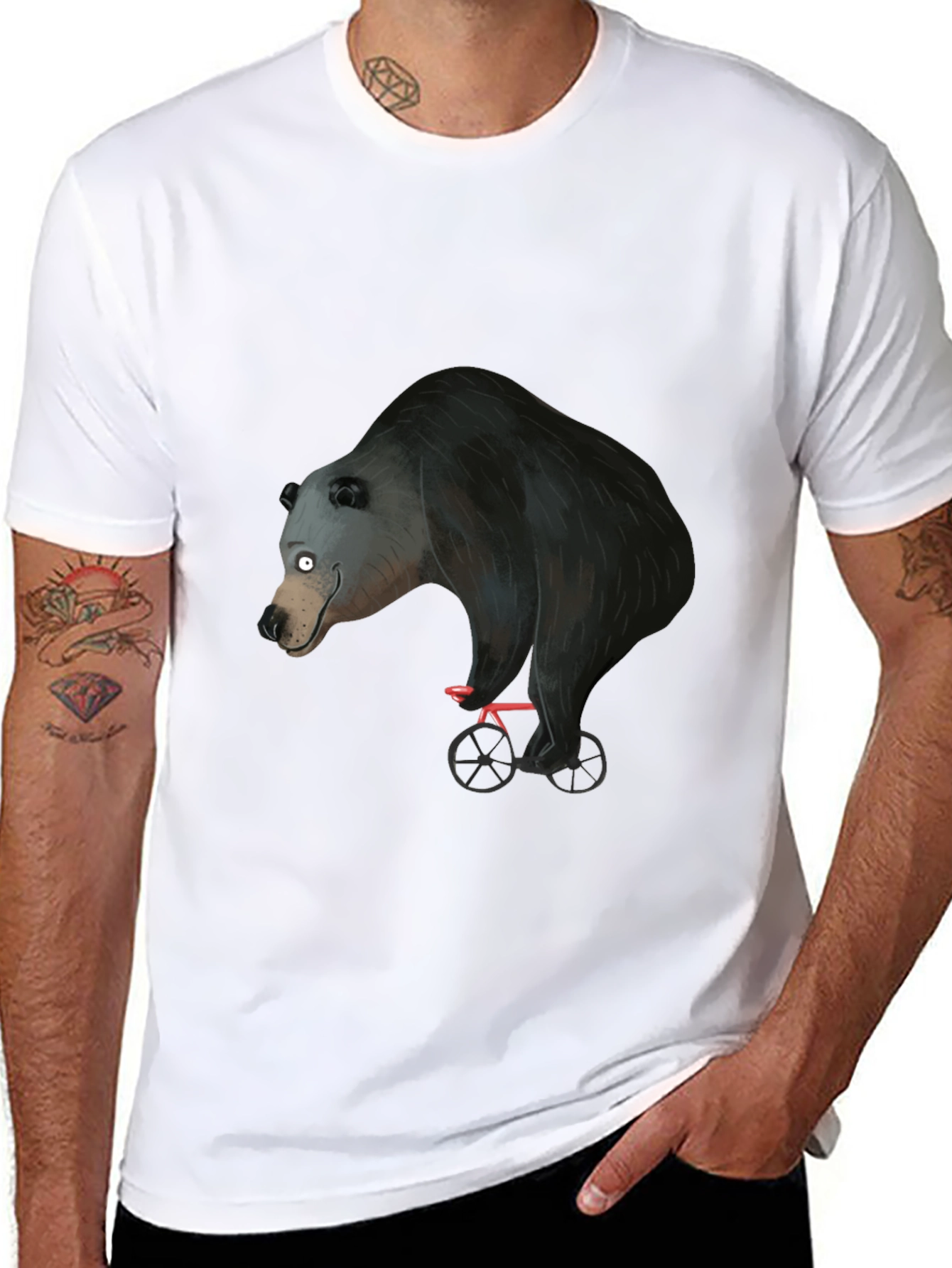 Bear on Bike Graphic Tee - Unique Design