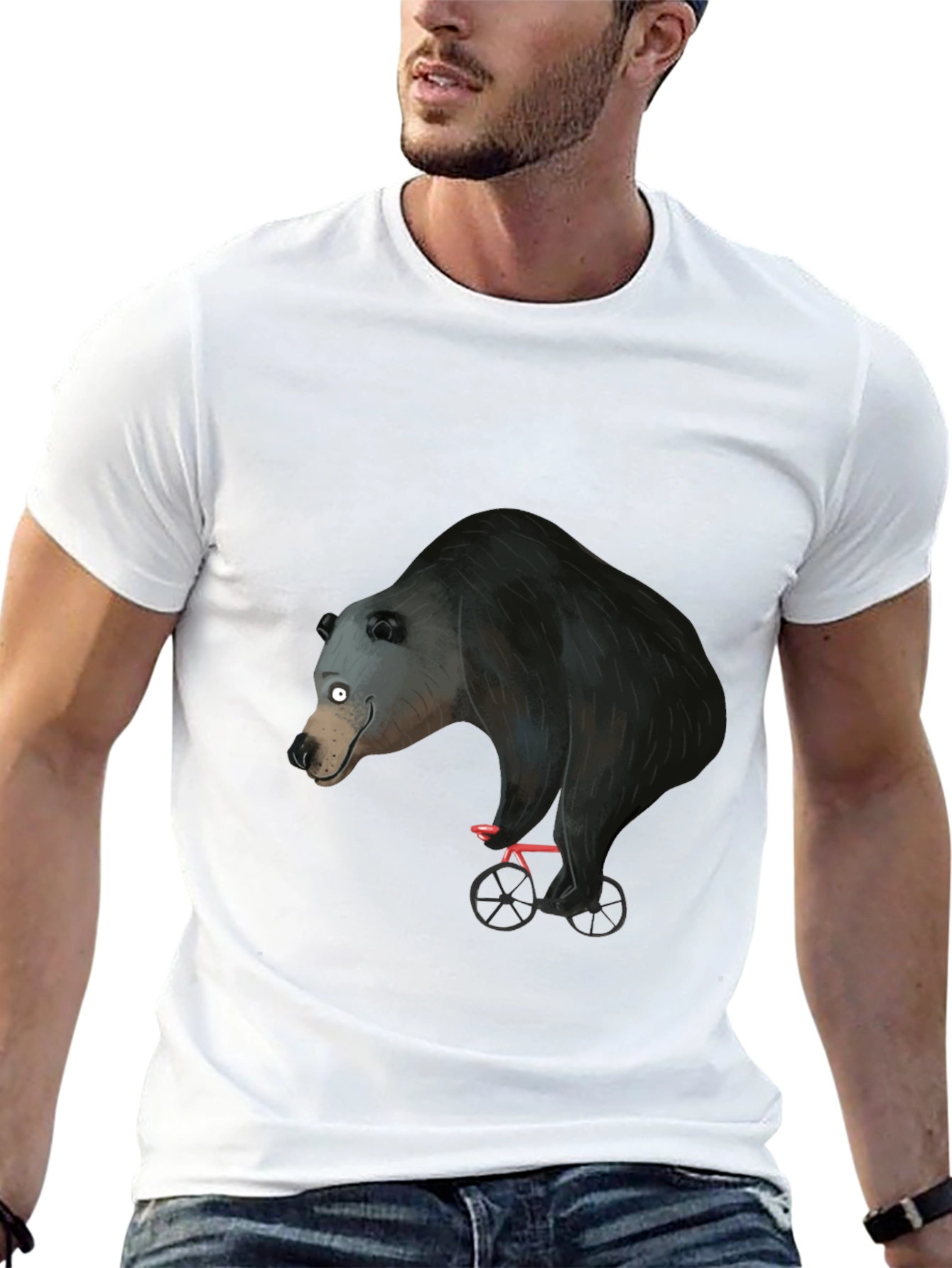 Bear on Bike Graphic Tee - Unique Design