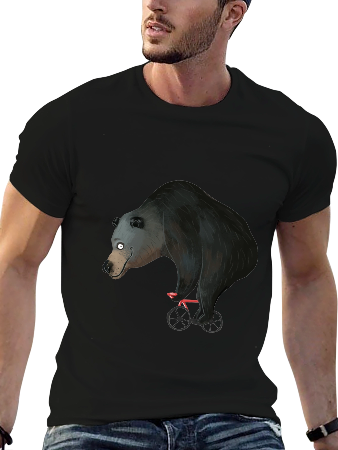 Bear on Bike Graphic Tee - Unique Design