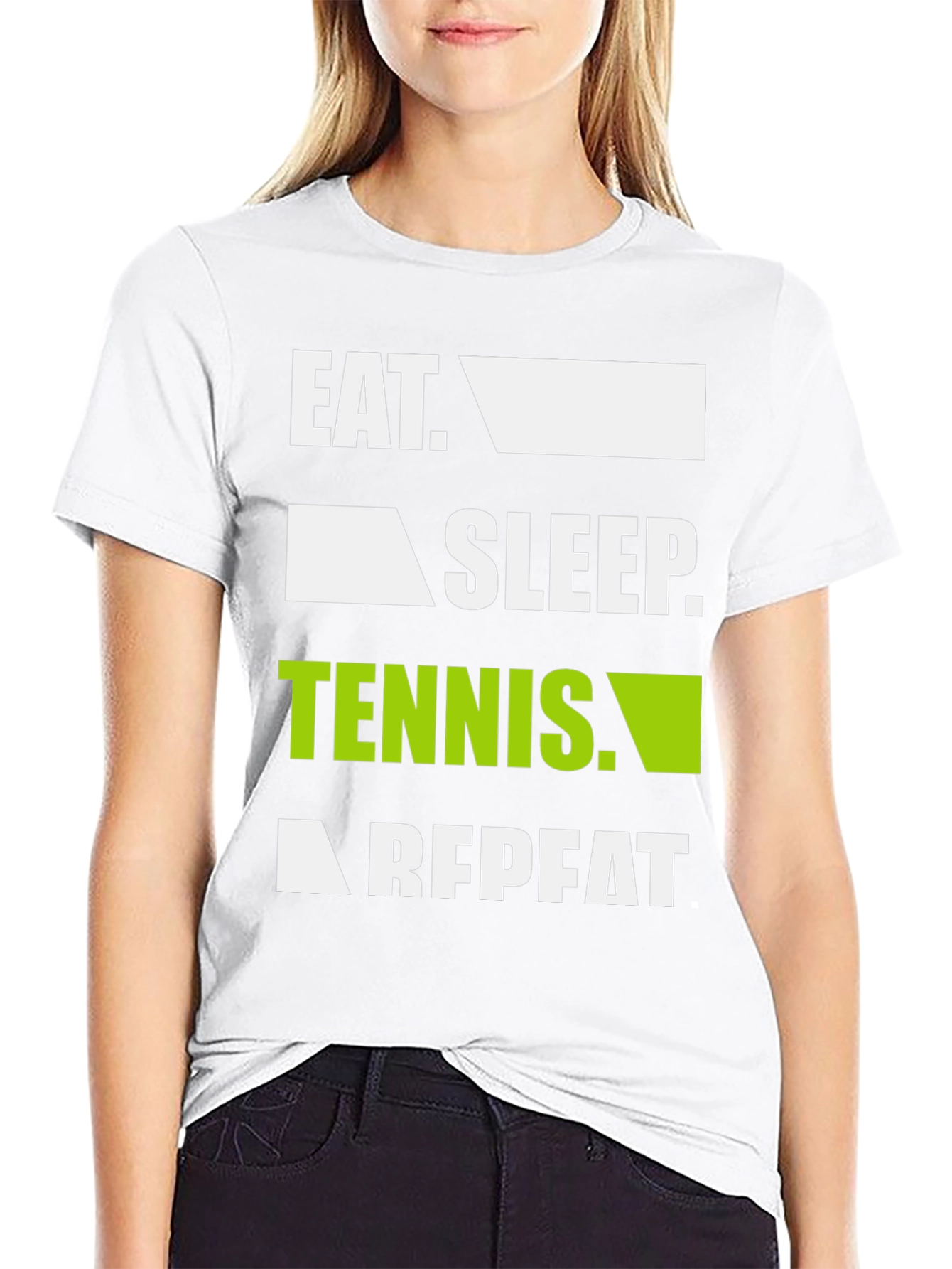 Eat Sleep Tennis Repeat Black Graphic T-Shirt