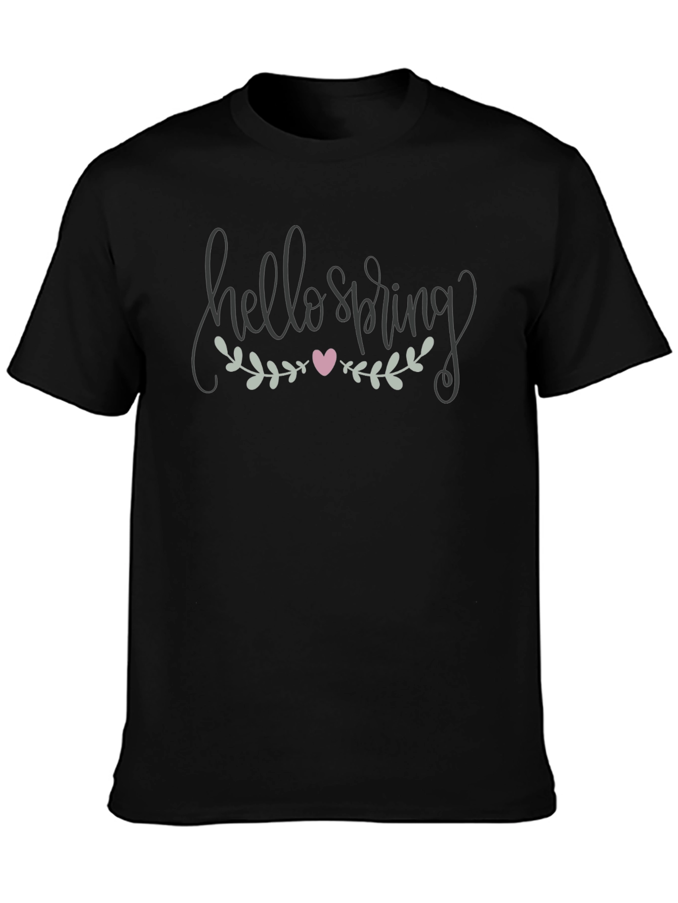 Hello Spring Graphic T-Shirt - Black Cotton Tee