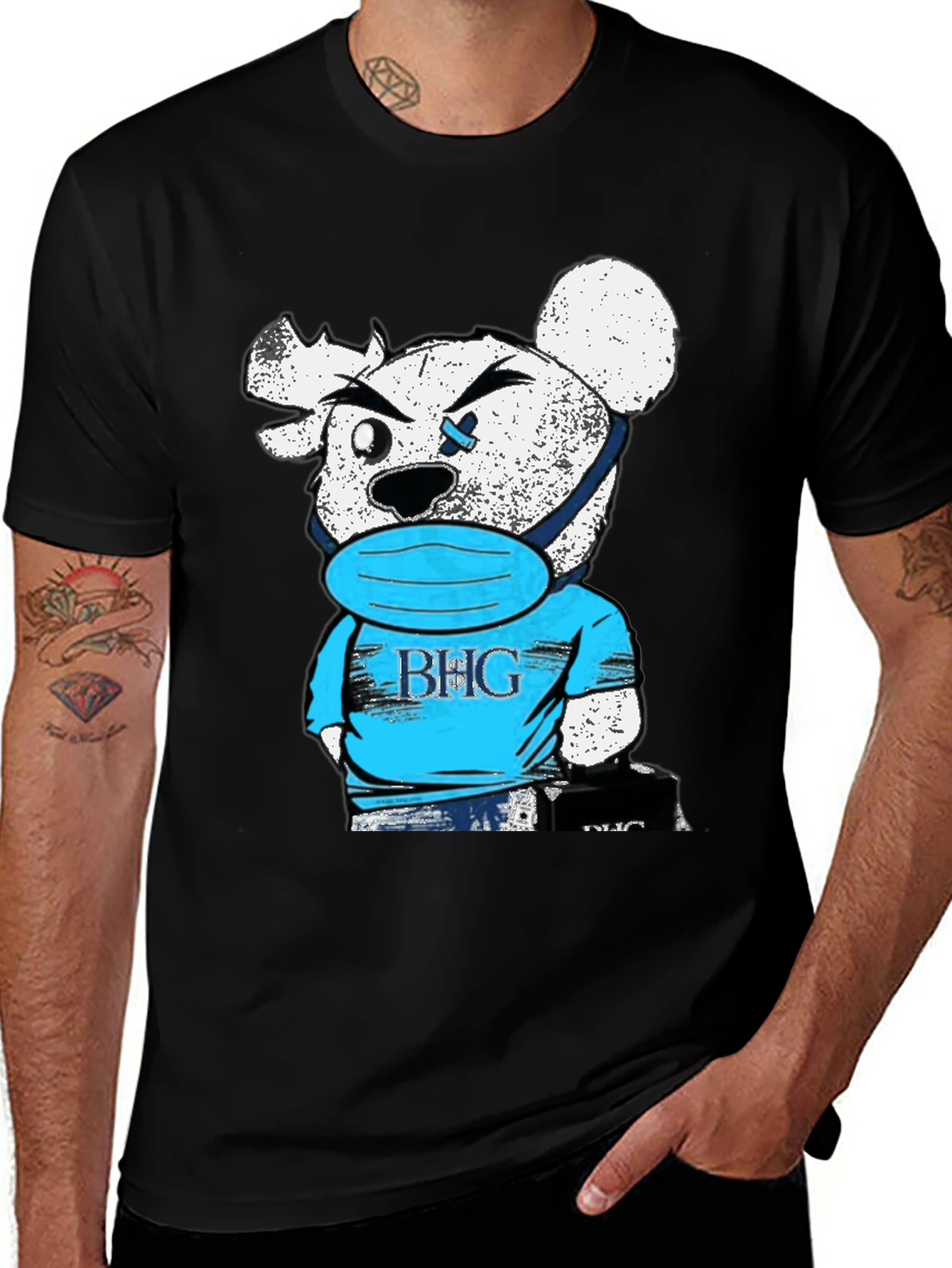 BHG Teddy Bear Face Mask Black T-Shirt