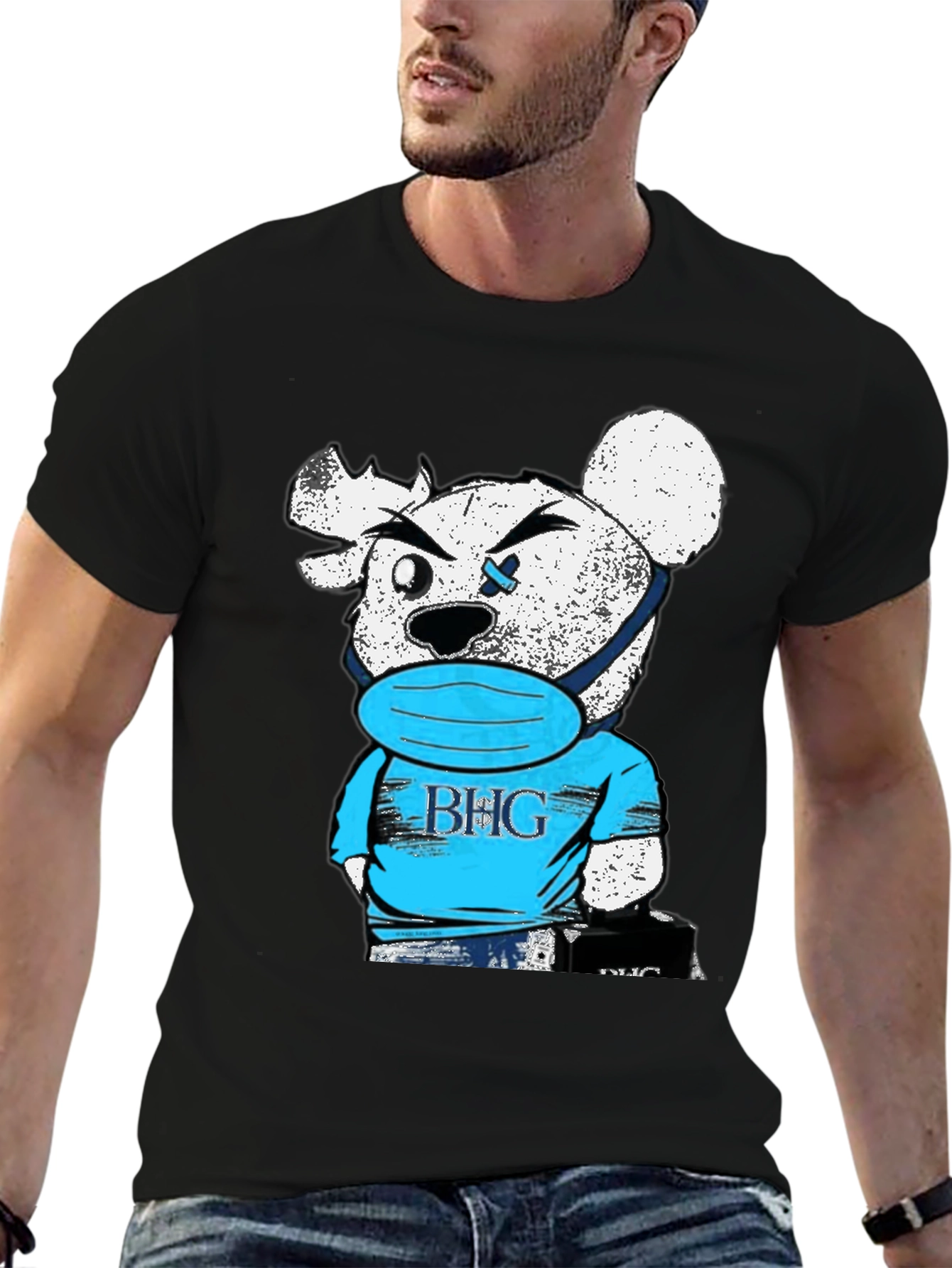 BHG Teddy Bear Face Mask Black T-Shirt