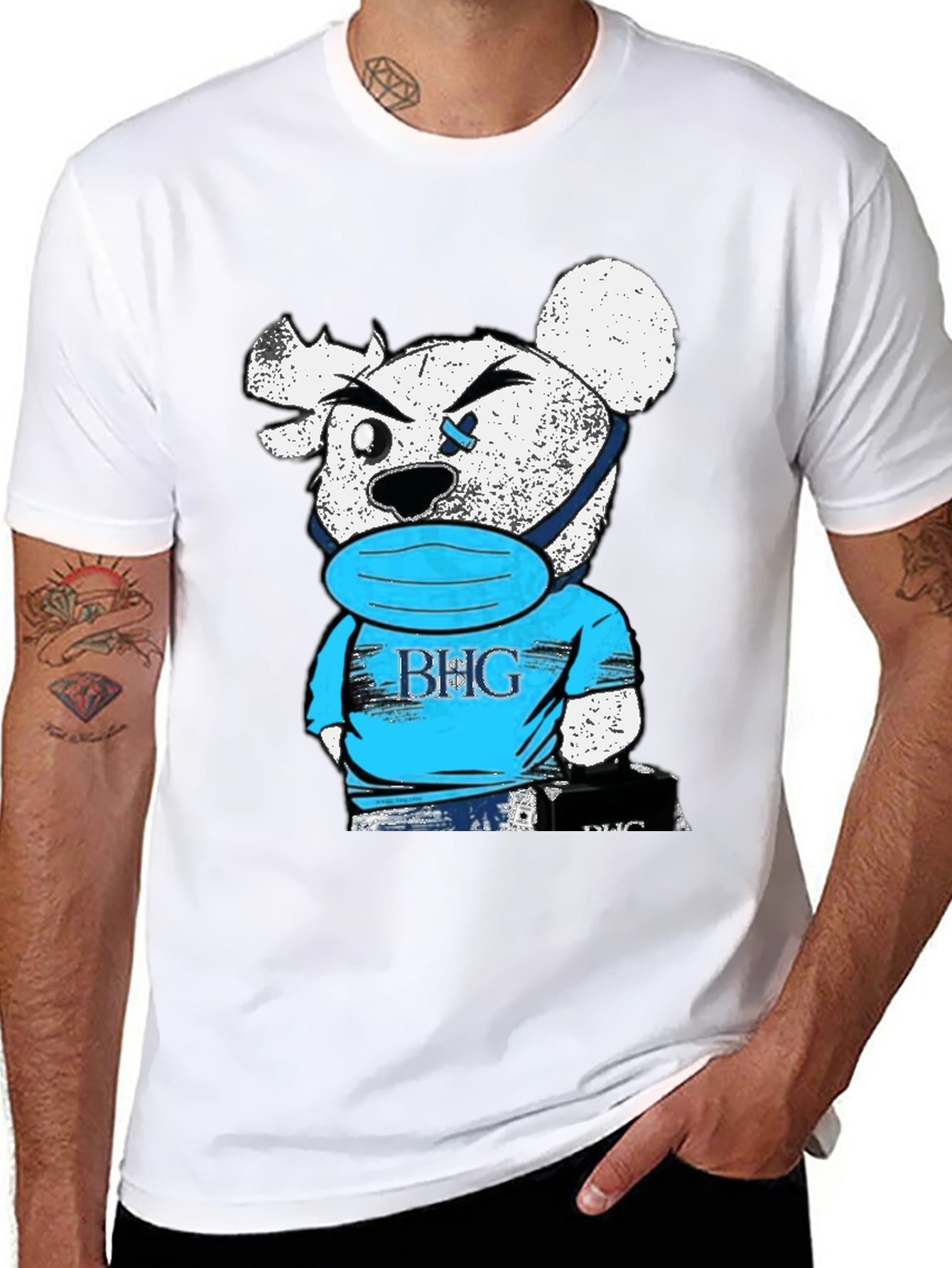 BHG Teddy Bear Face Mask Black T-Shirt