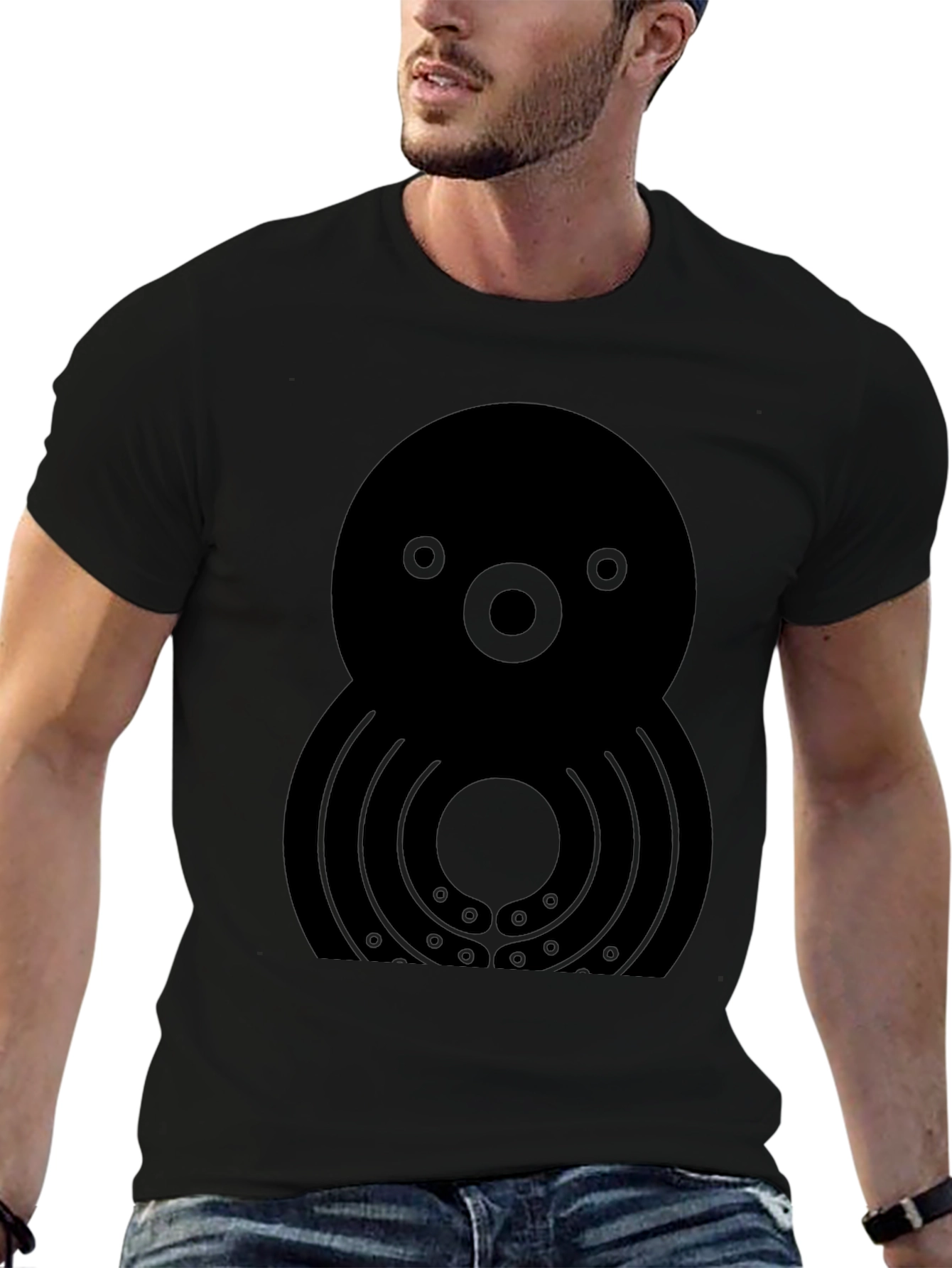 Unique Graphic Octopus T-Shirt - Black