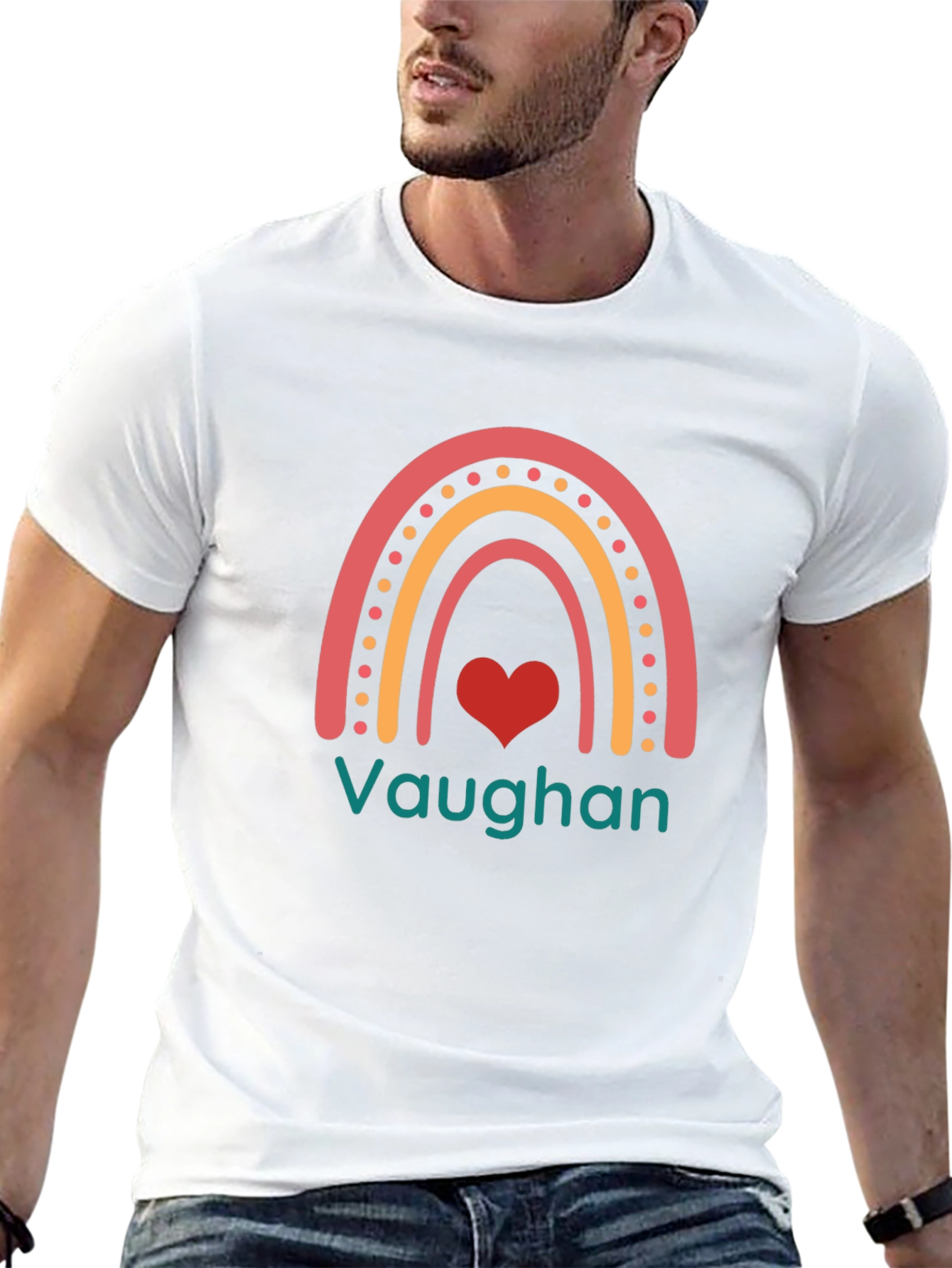 Vaughan Rainbow Heart Graphic T-Shirt