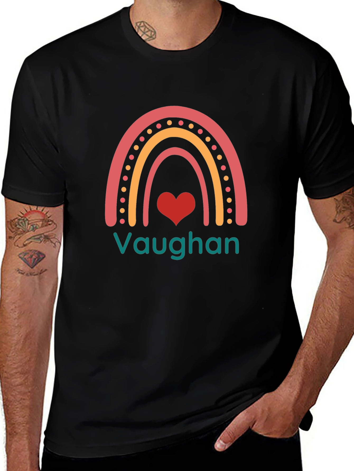 Vaughan Rainbow Heart Graphic T-Shirt