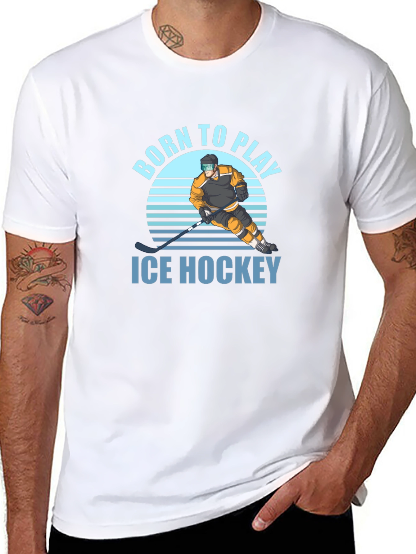 Born to Play Ice Hockey Black T-Shirt