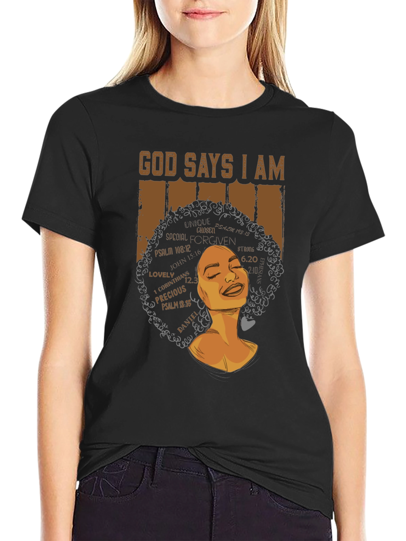 God Says I Am T-Shirt - Black Graphic Tee