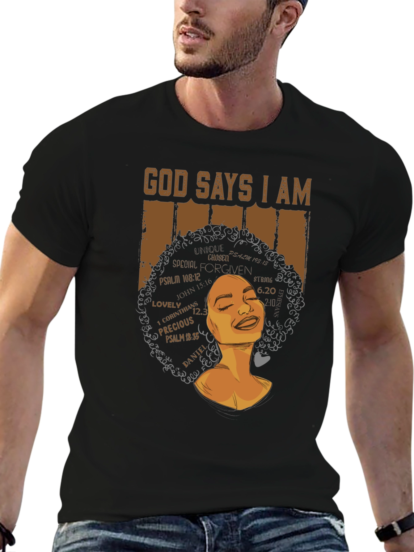 God Says I Am T-Shirt - Black Graphic Tee