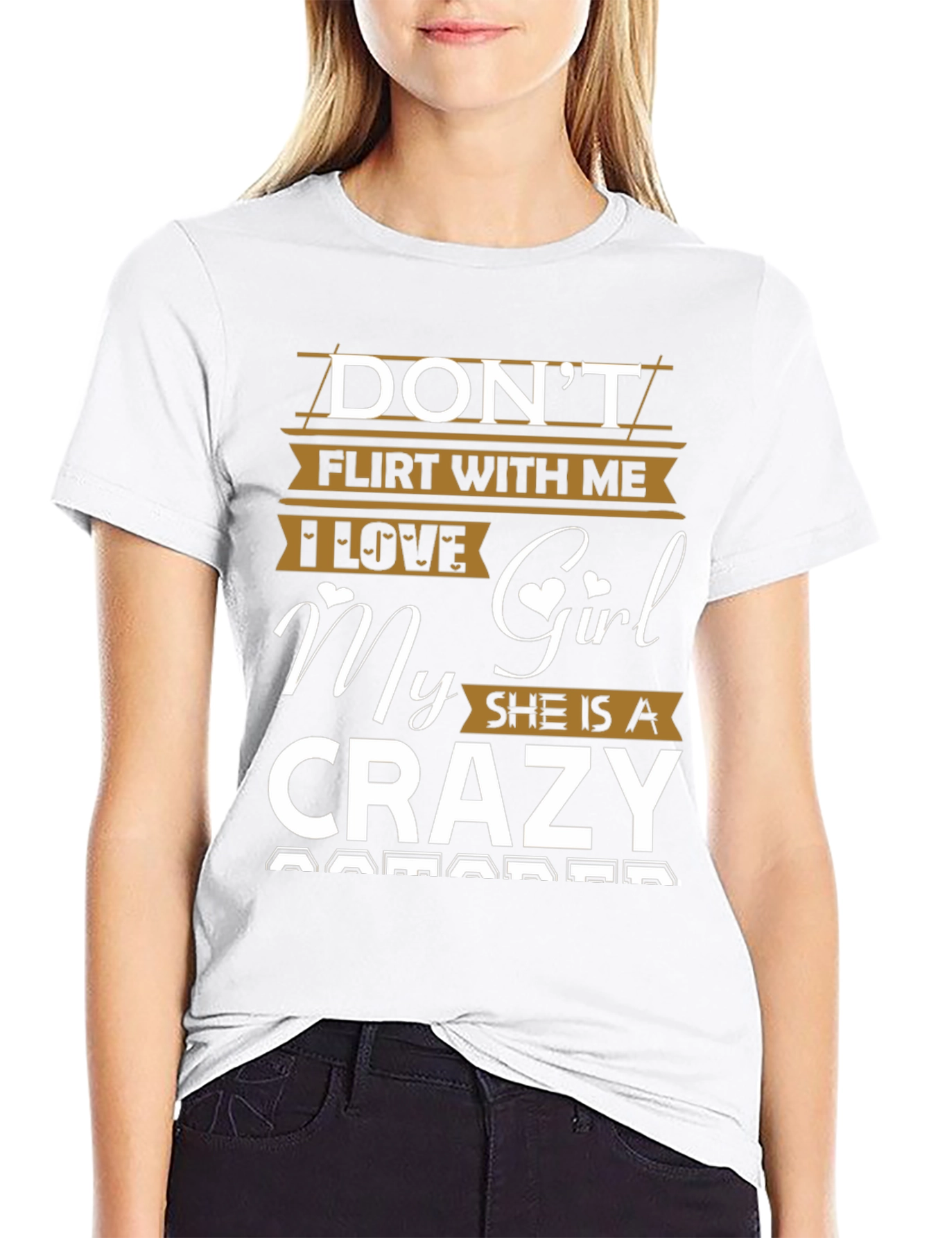 Dont Flirt With Me Crazy Girl Black Graphic Tee
