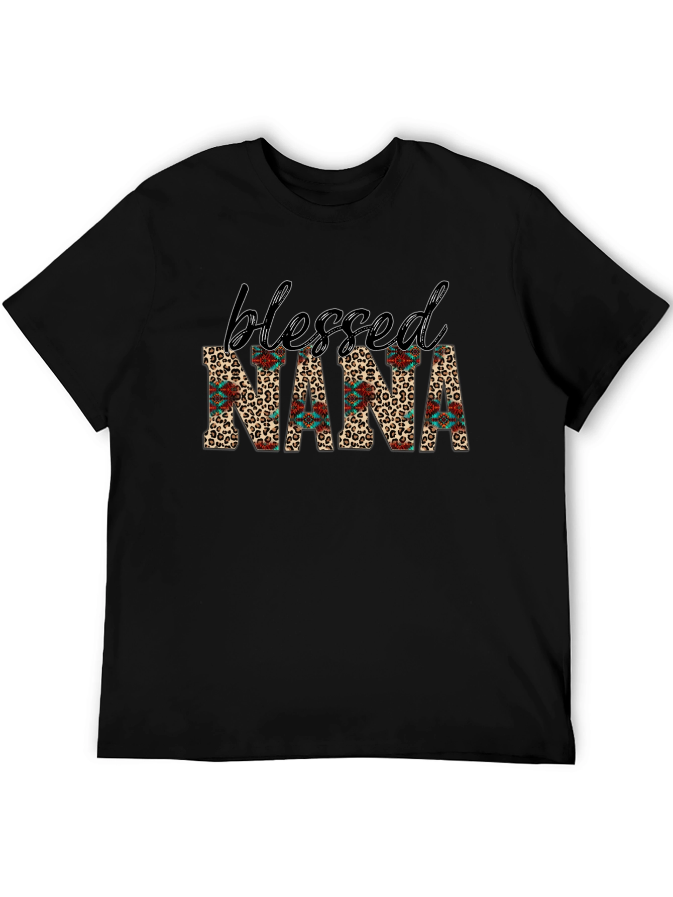 Blessed Nana Graphic Tee - Leopard Print